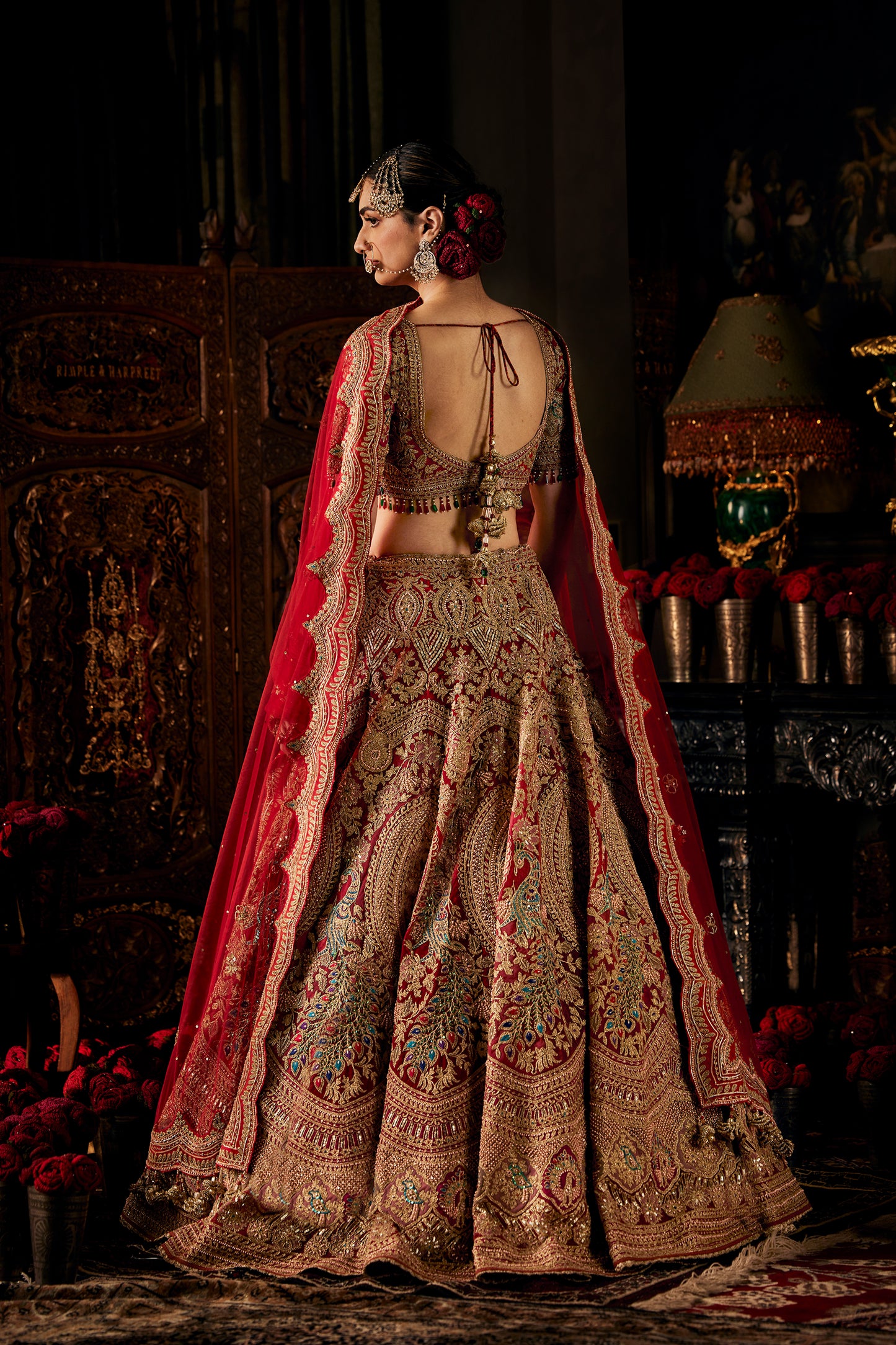 Rose Red Tulle Lehenga