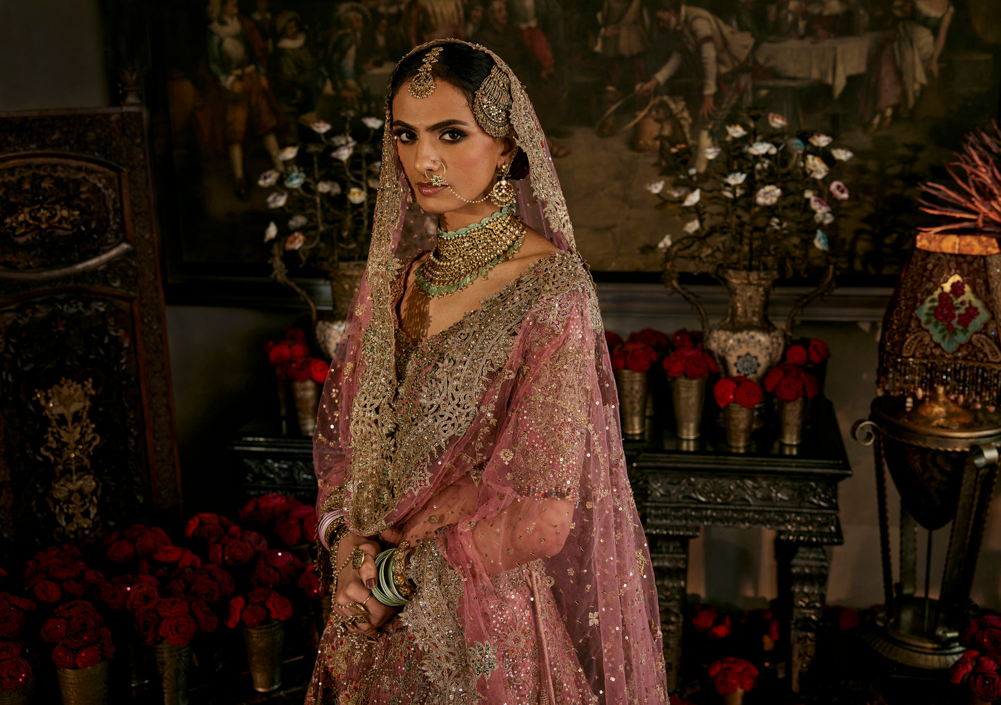 Earthy Pink Tulle Lehenga