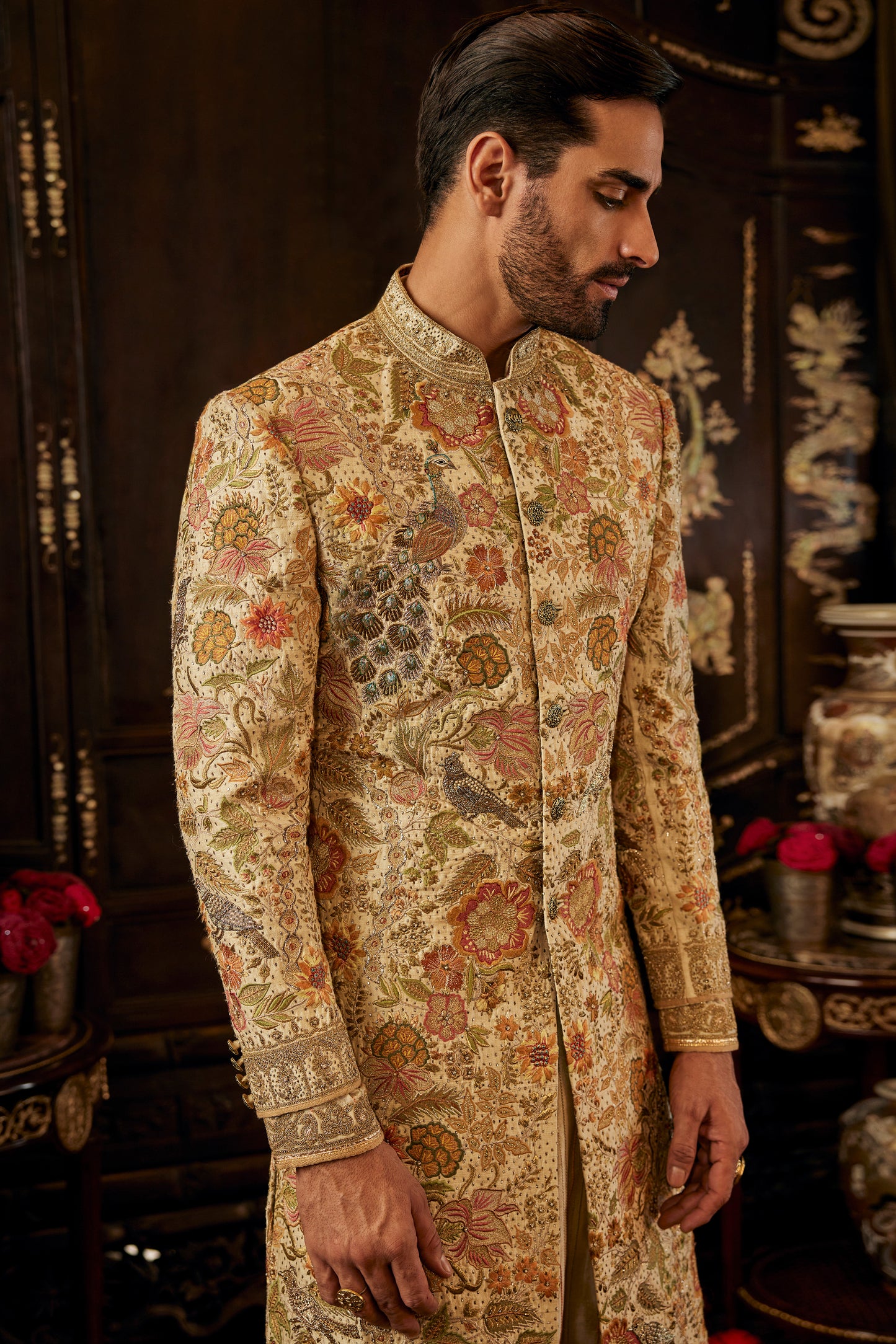 Ivory Archival Chintz Sherwani