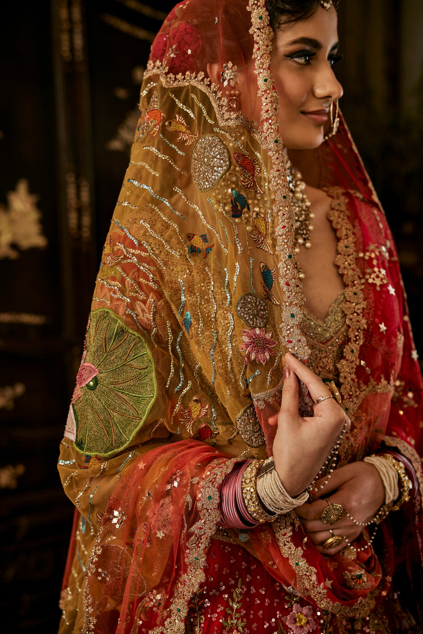 Deep Red Tulle Lehenga