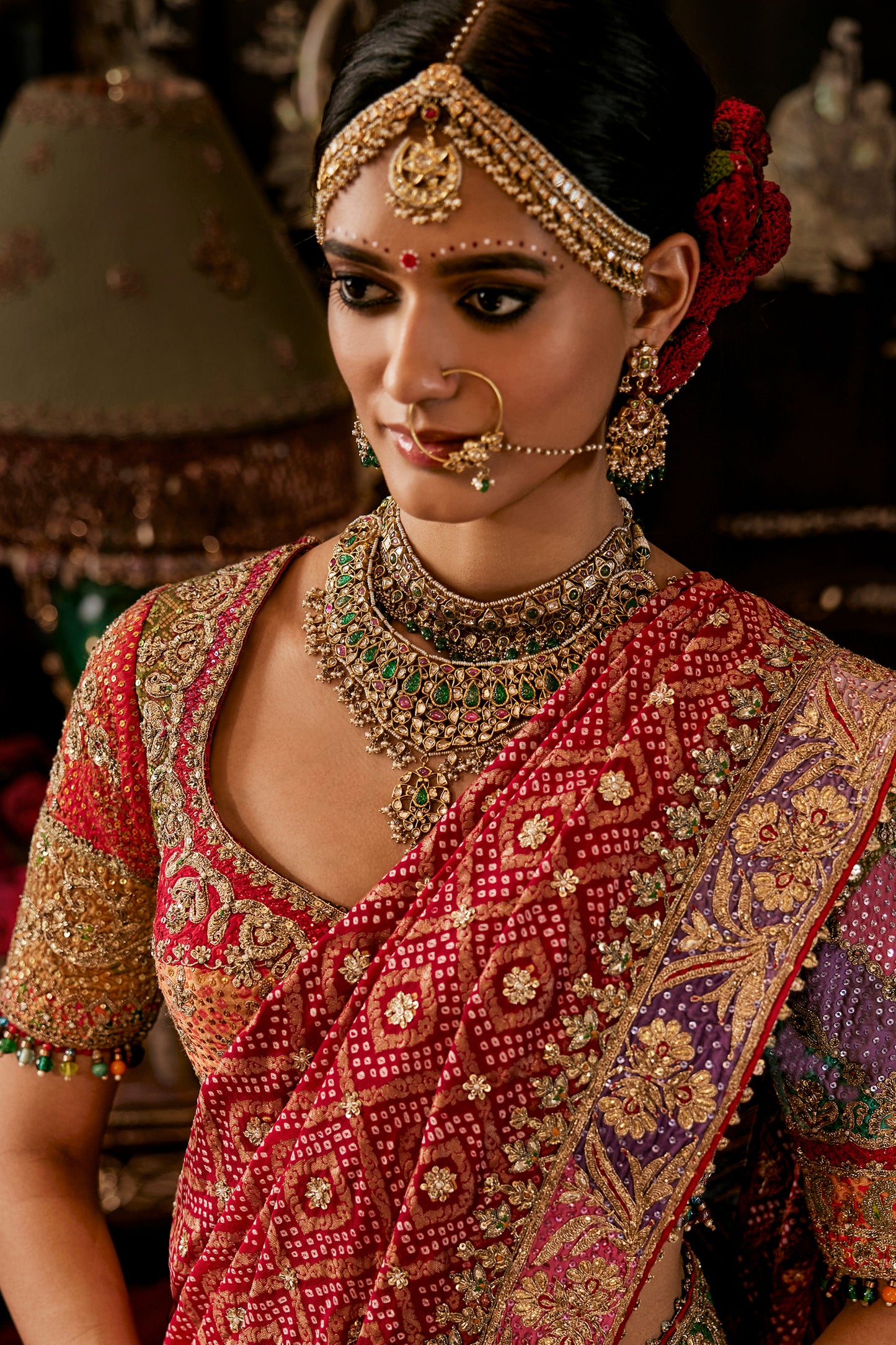 Red Vintage Gharchola Saree