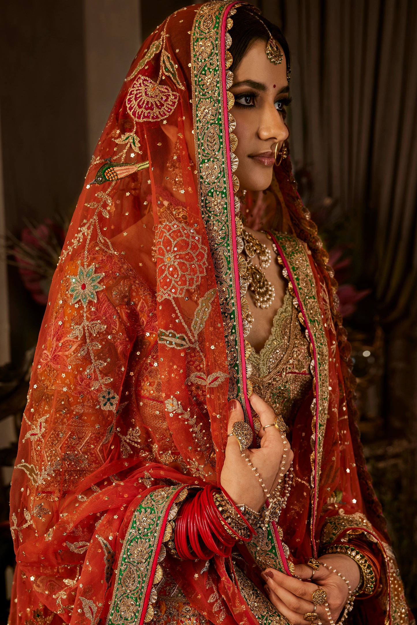 Zari Orange Silk Lehenga