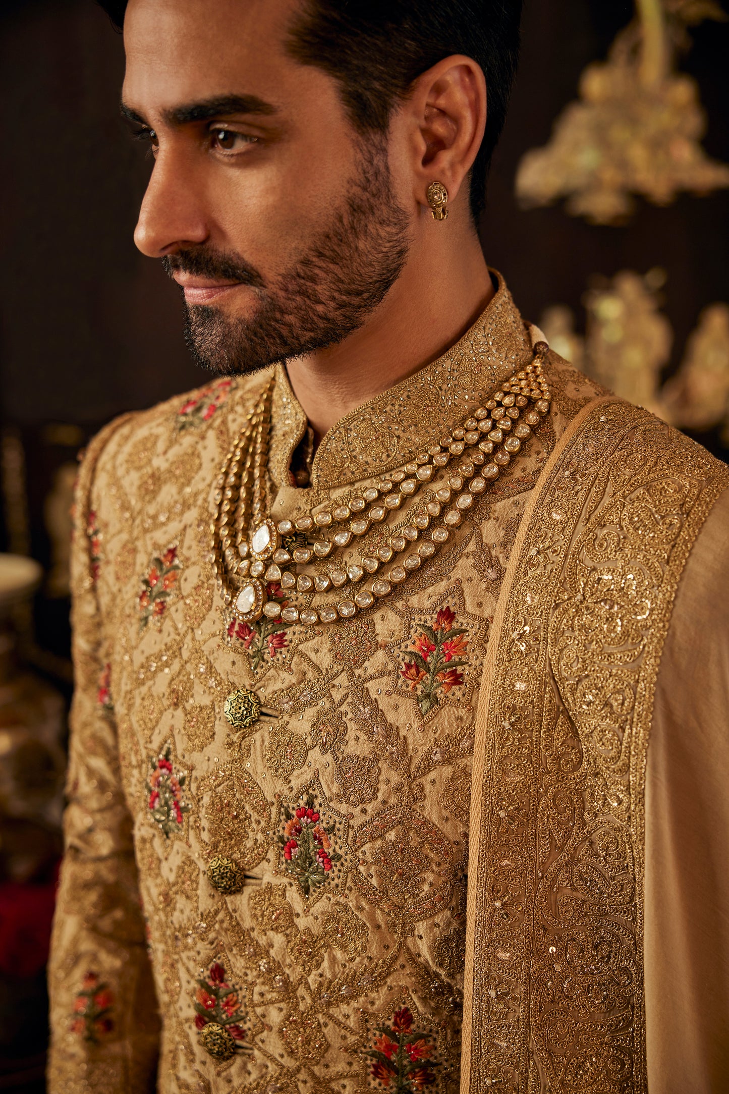 Antique Gold Royal Sherwani