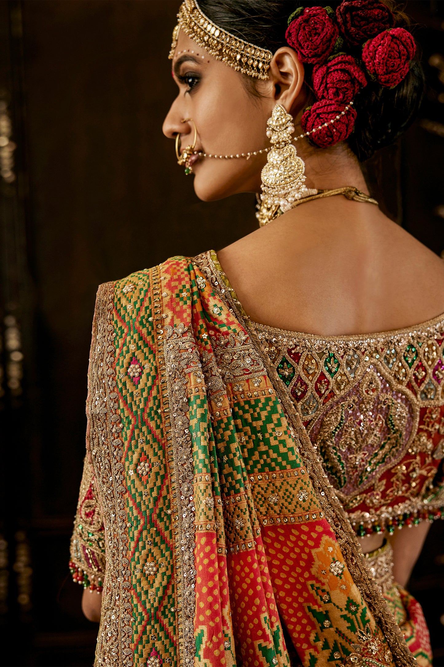 Deep Orange Gharchola Saree