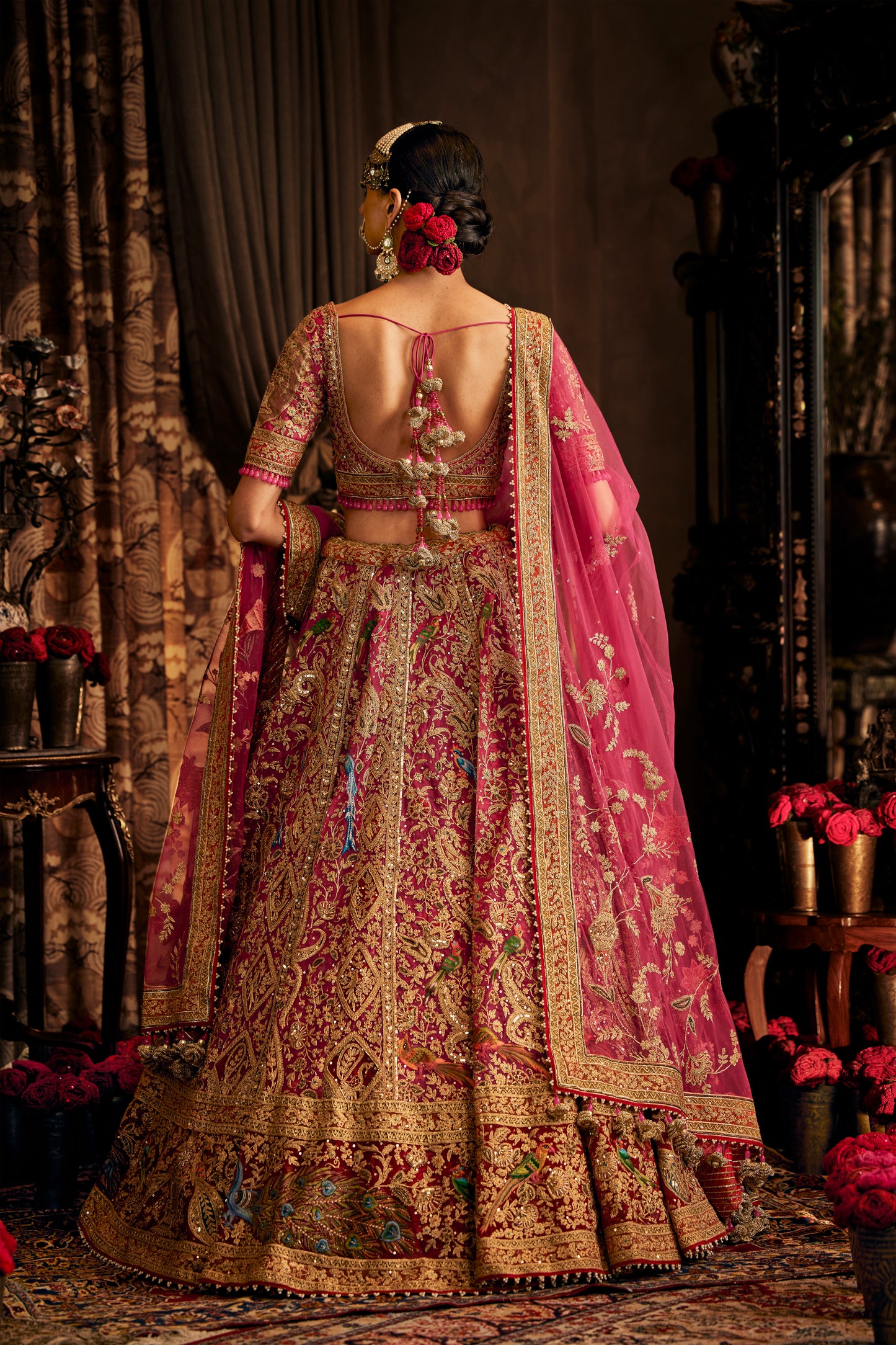 Deep Rani Pink Tulle Lehenga