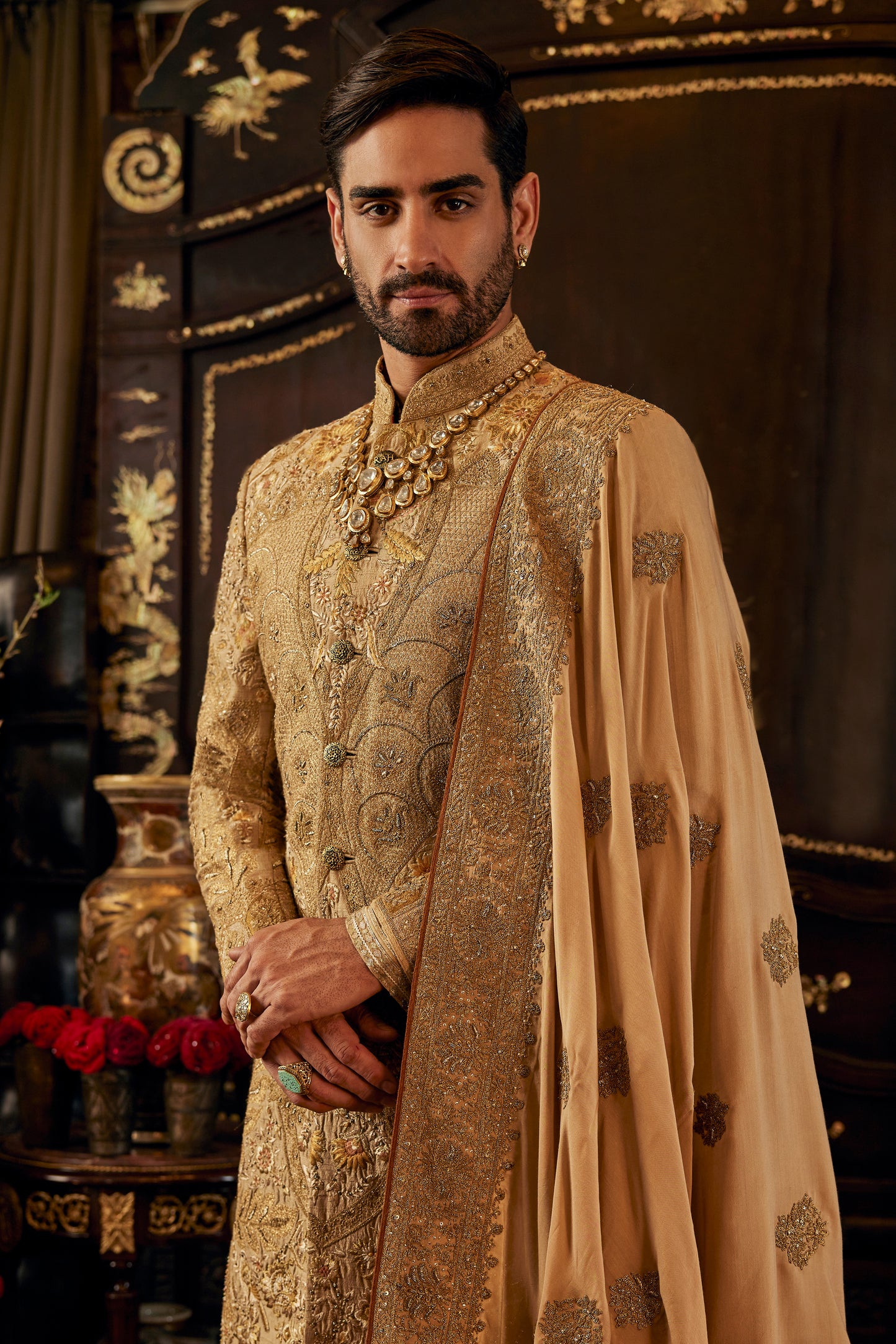 Ivory & Vintage Gold Sherwani