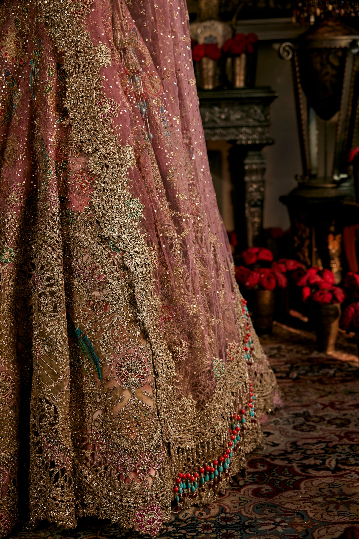 Earthy Pink Tulle Lehenga