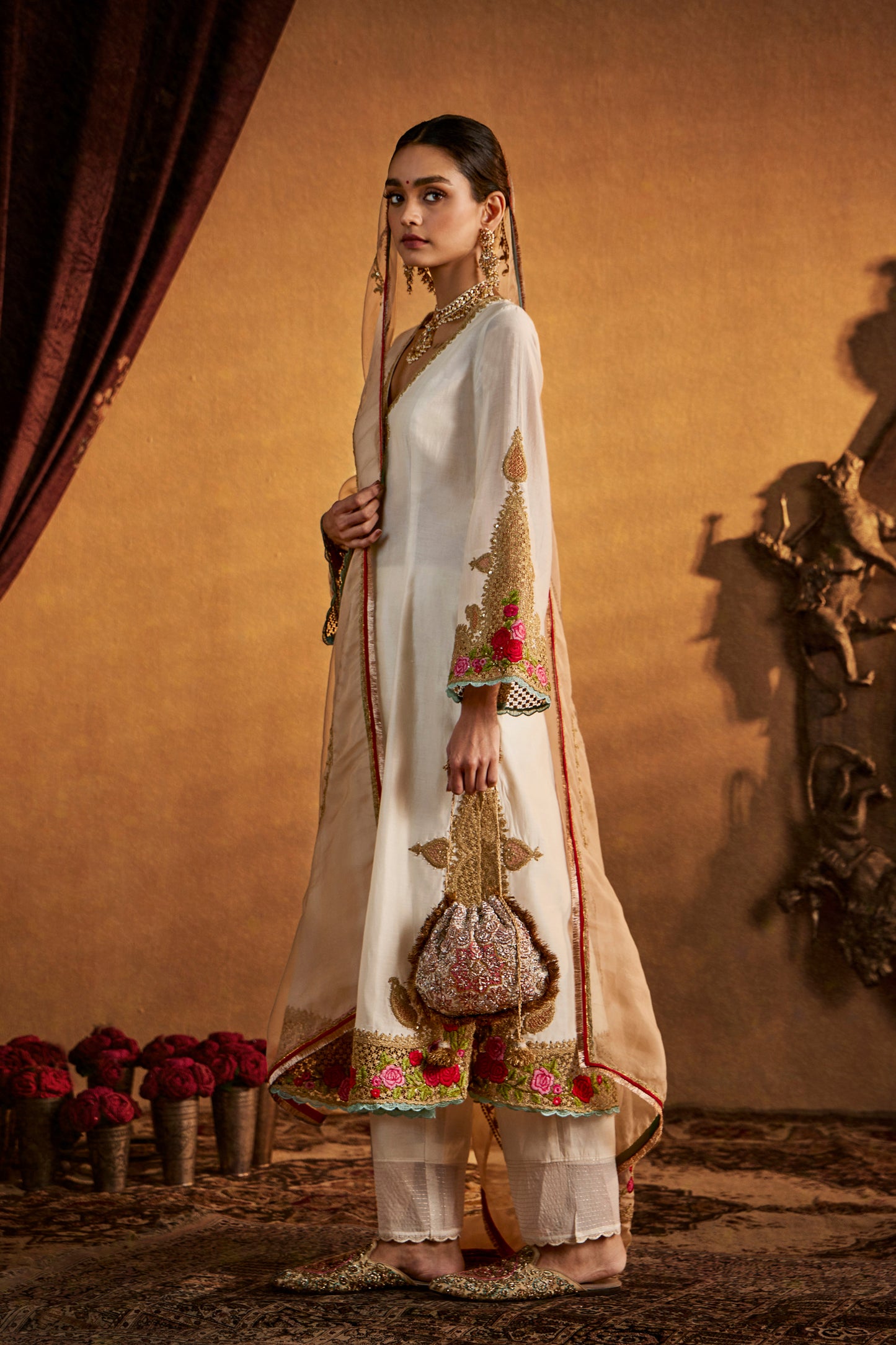 Ivory Mughal Jaali Kurta Set