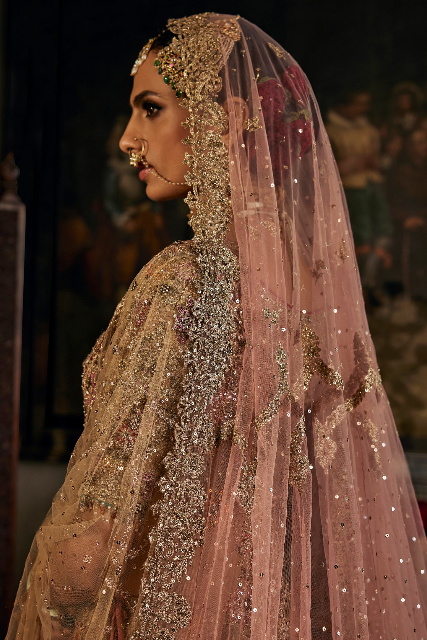 Coral Peach Hued Lehenga