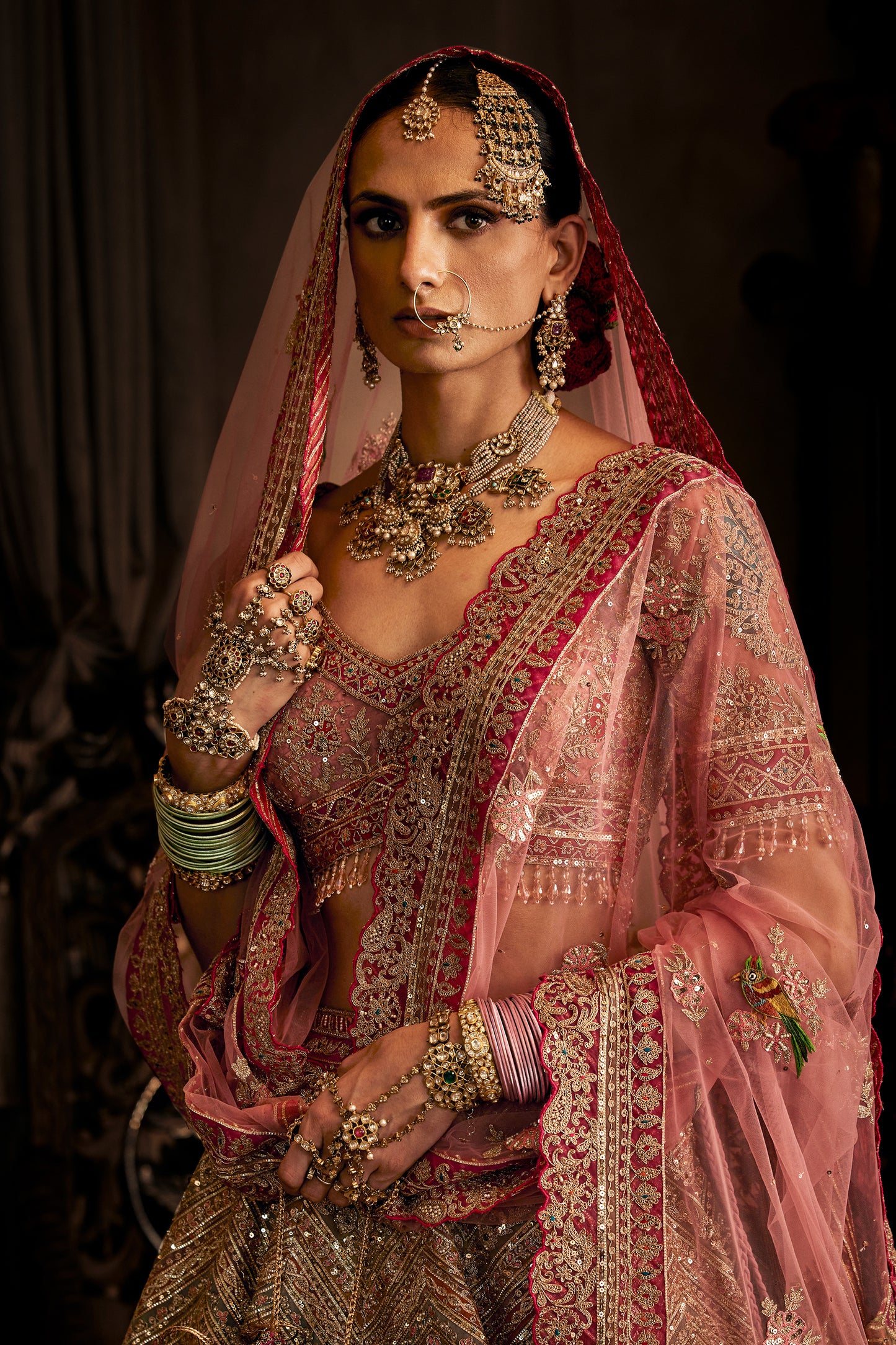 Rouge Pink Tulle Lehenga