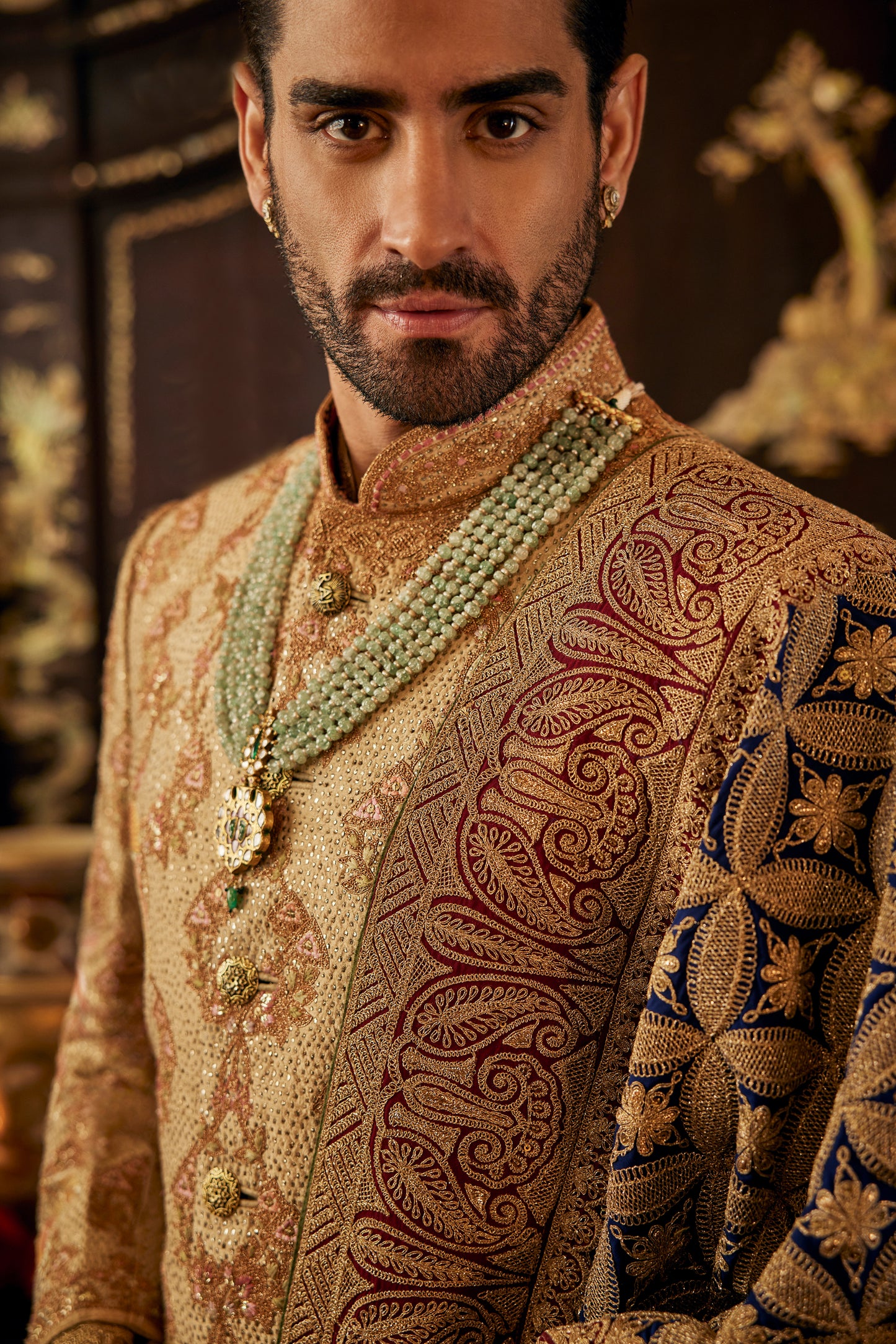 Golden Palampore Silk Sherwani