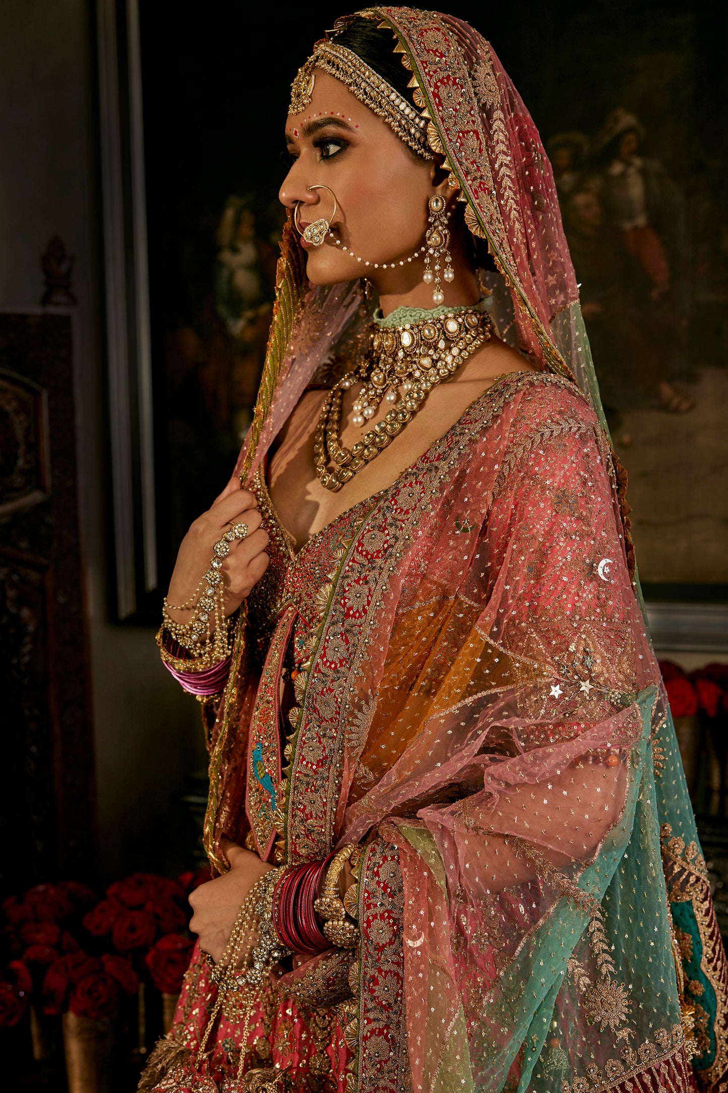 Coral Inlay Lehenga