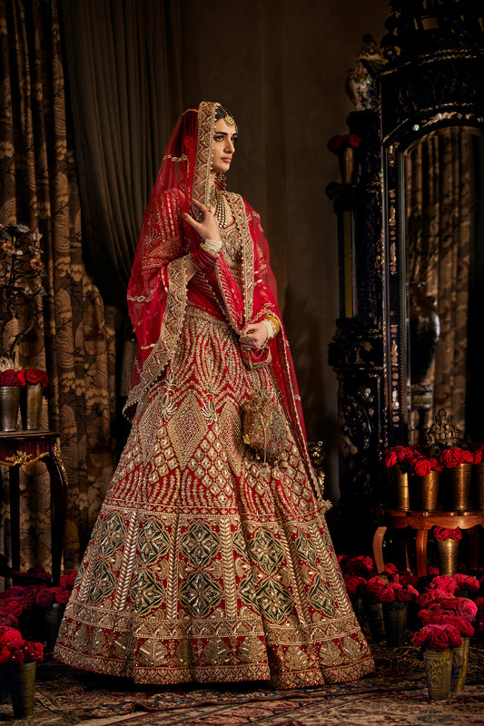 Scarlet Red Tulle Lehenga