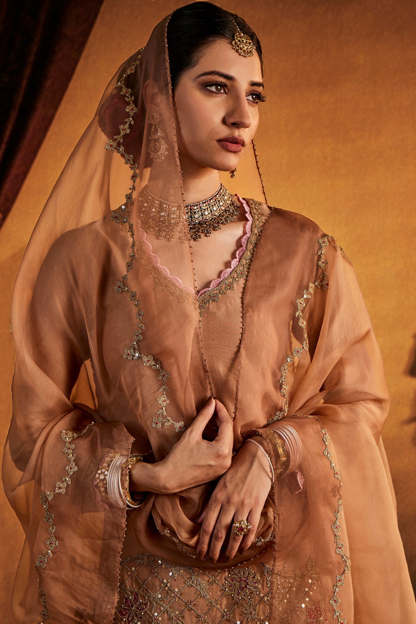 Bronze-Beige Sharara Set