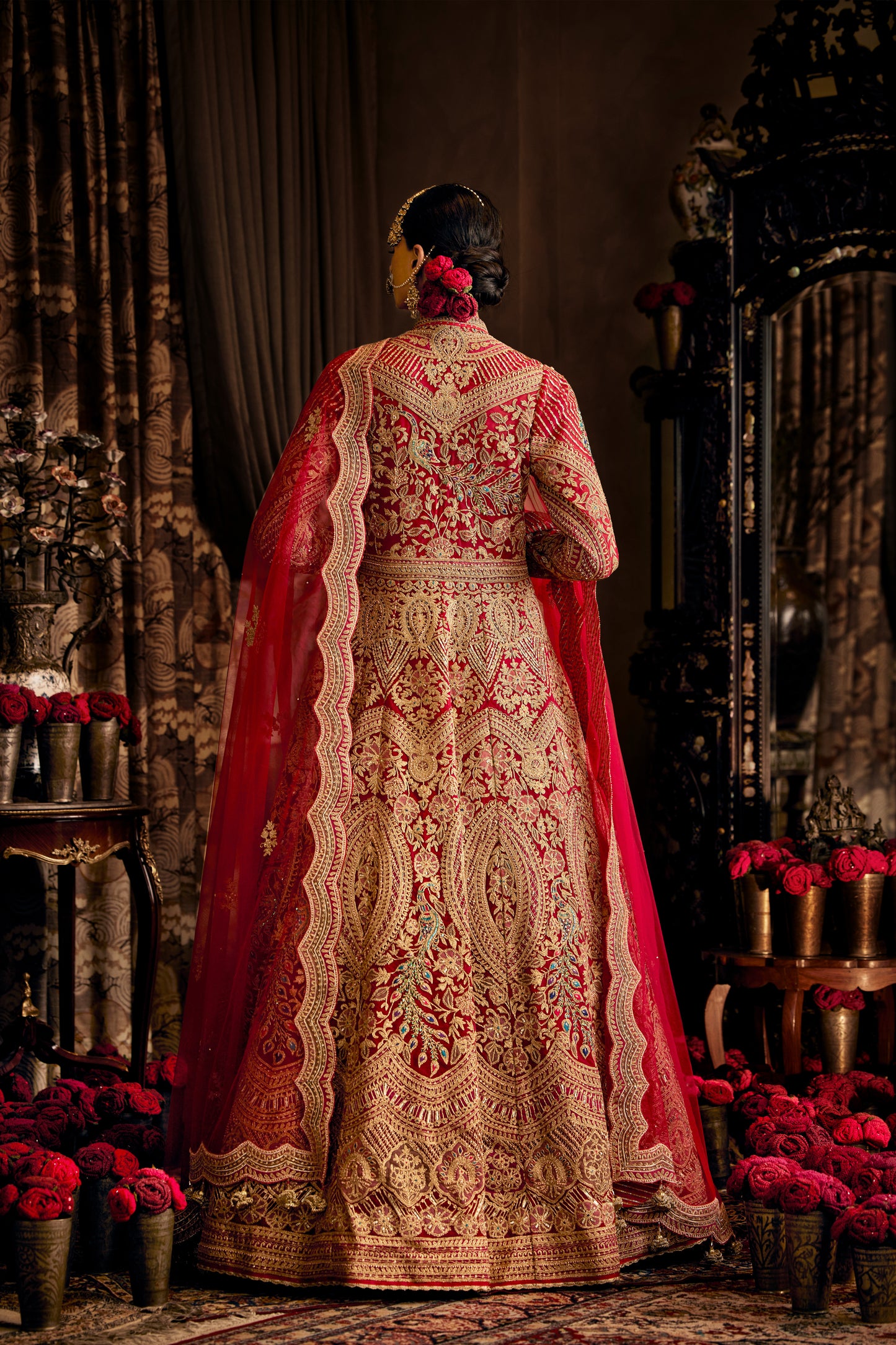 Crimson Red Tulle Jacket Skirt