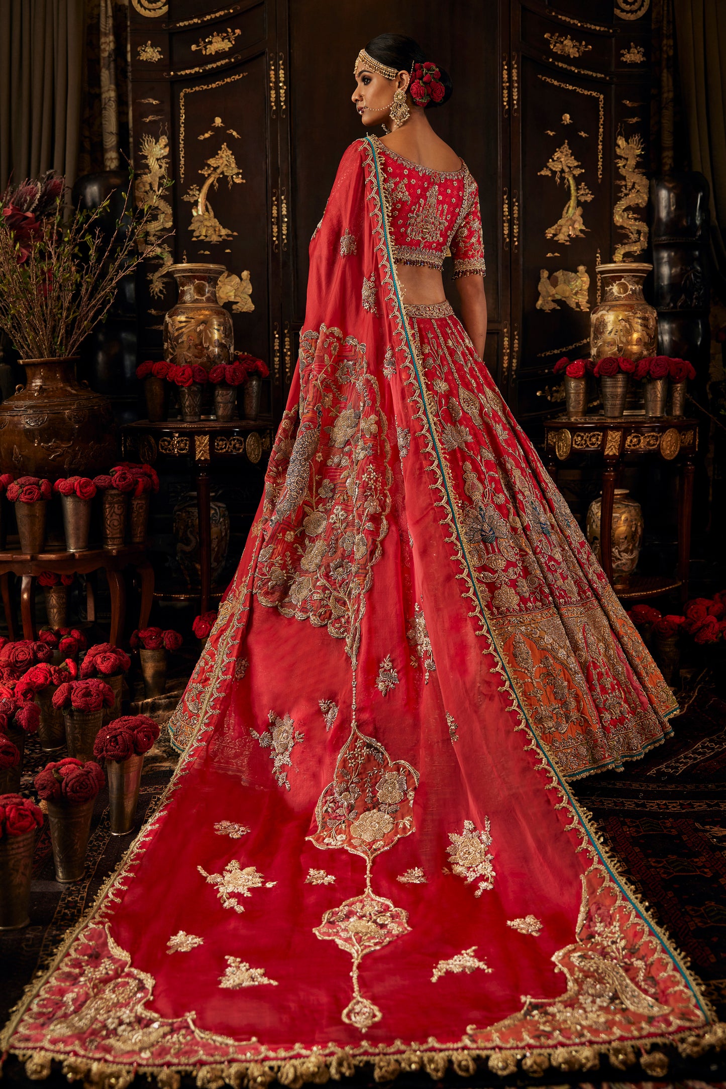 Vivid Red Palampore Chintz Lehenga