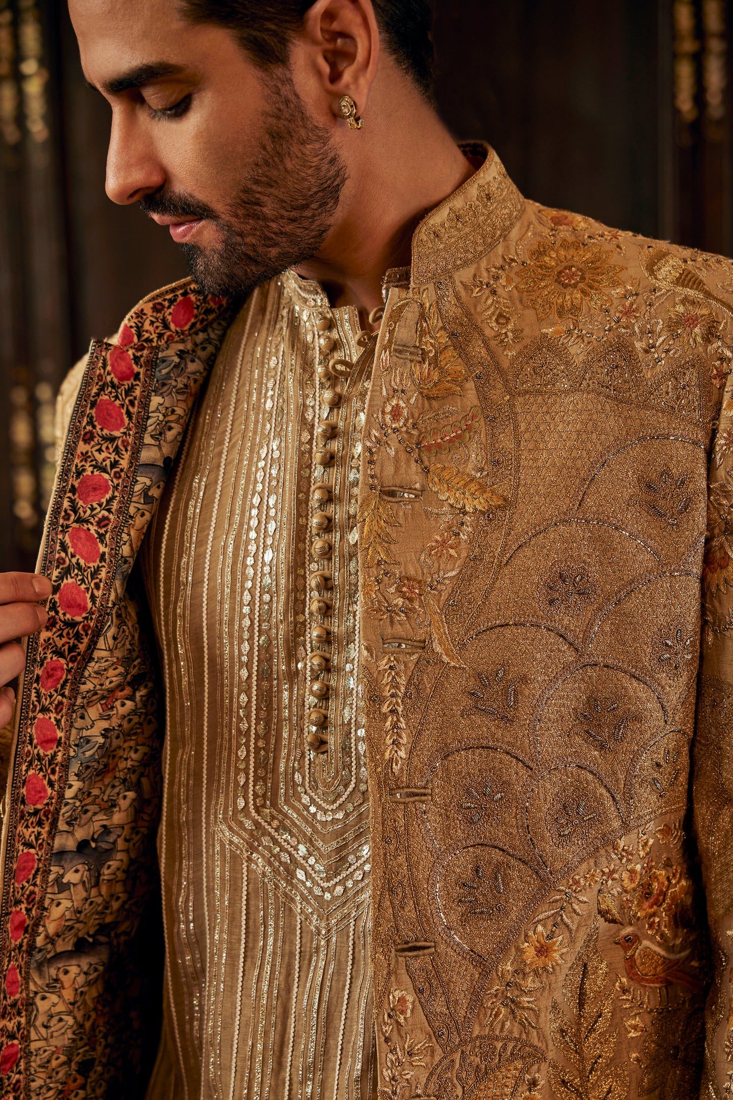 Ivory & Vintage Gold Sherwani