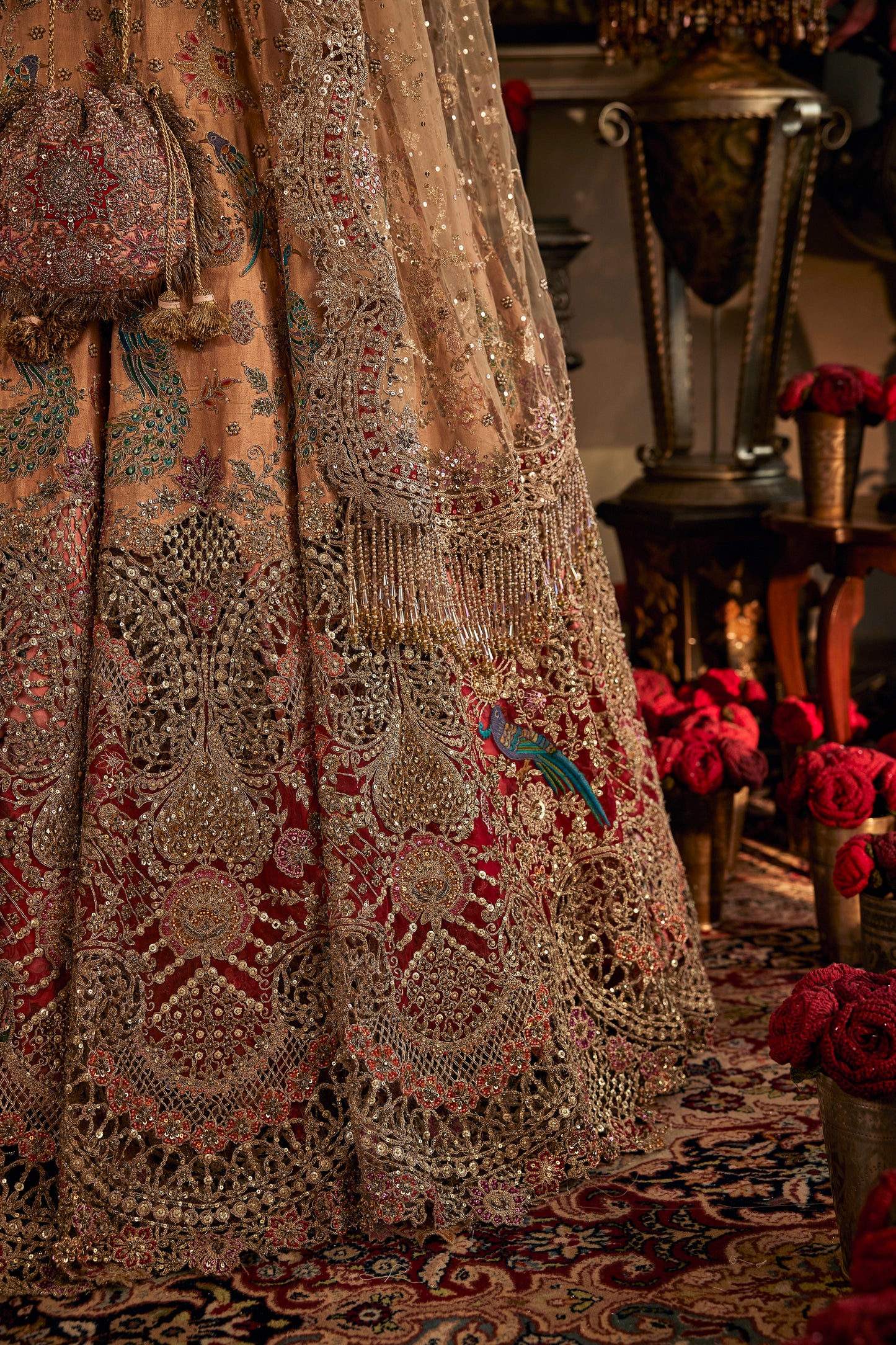 Coral Peach Hued Lehenga