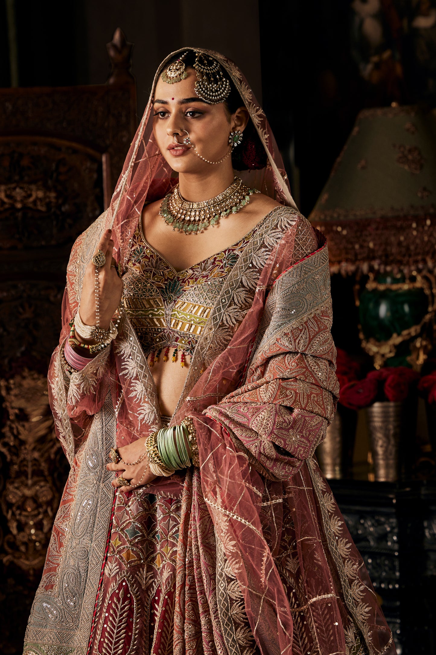 Rose Pink Tulle Lehenga