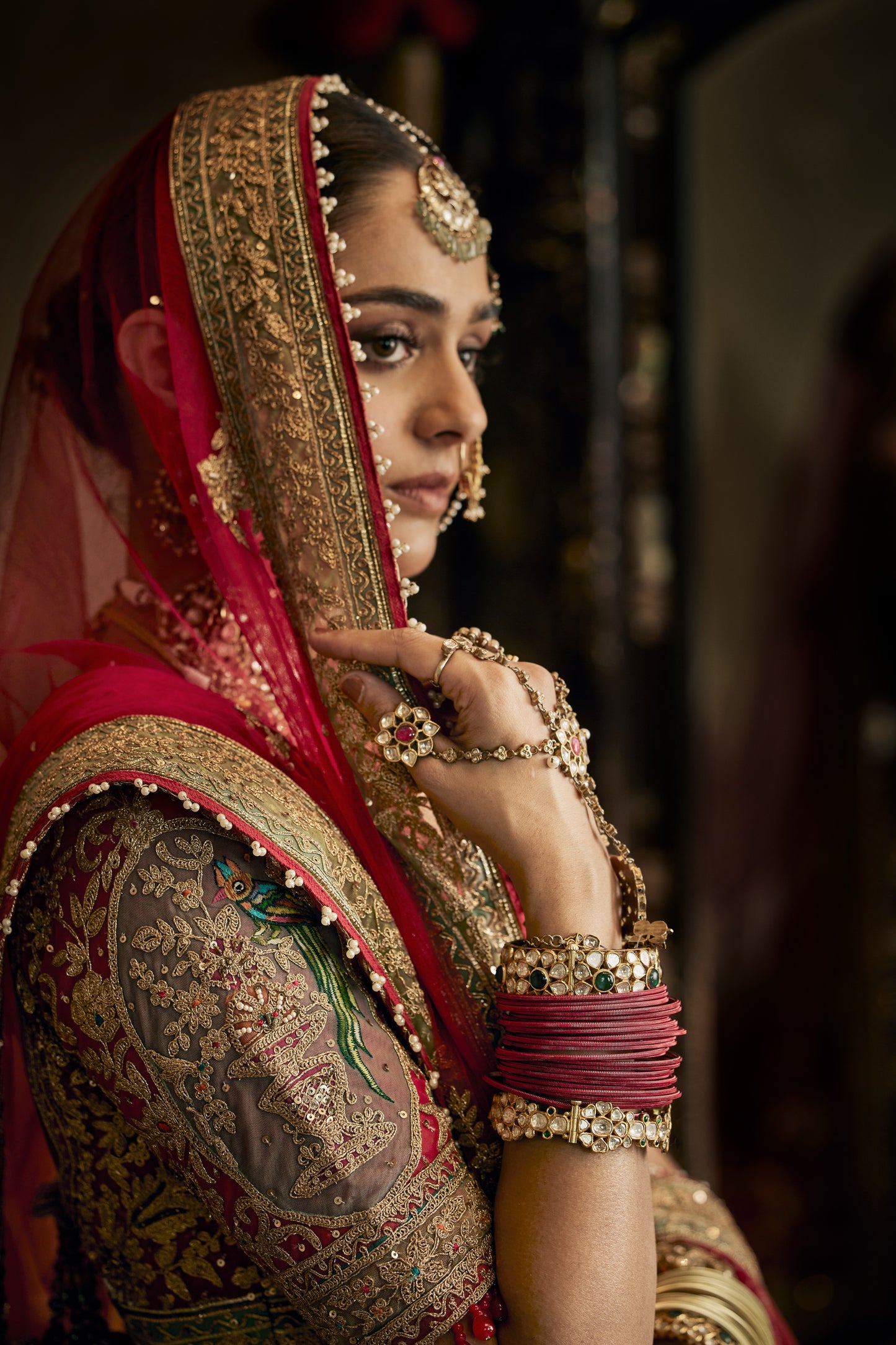 Deep Red Tulle Lehenga