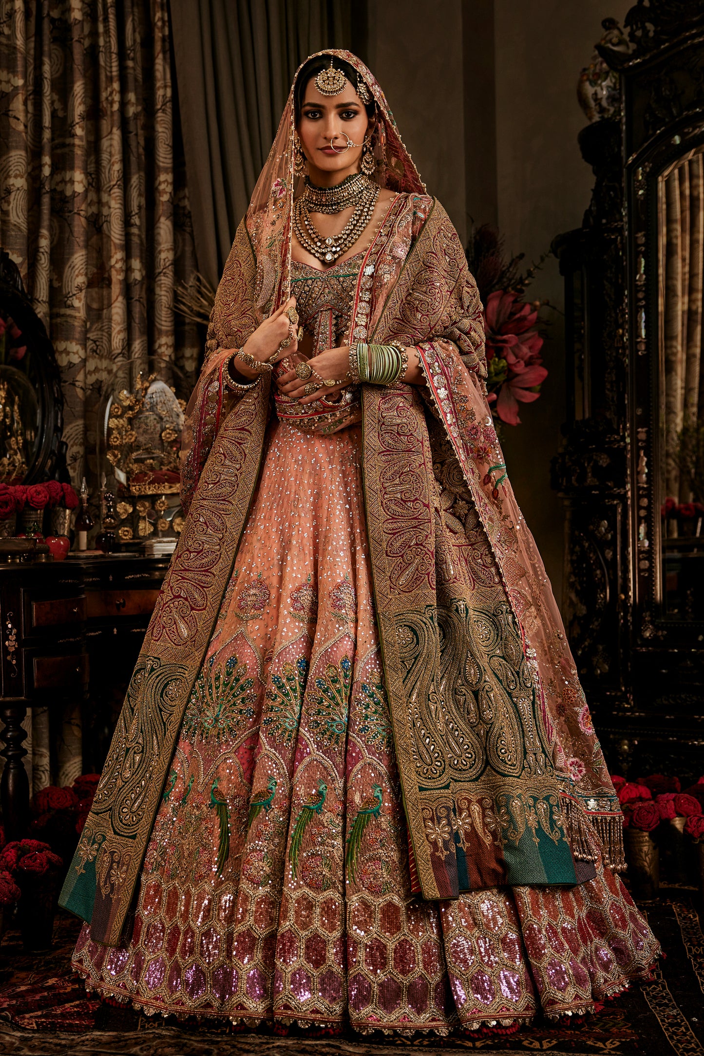 Peach Songbird Lehenga