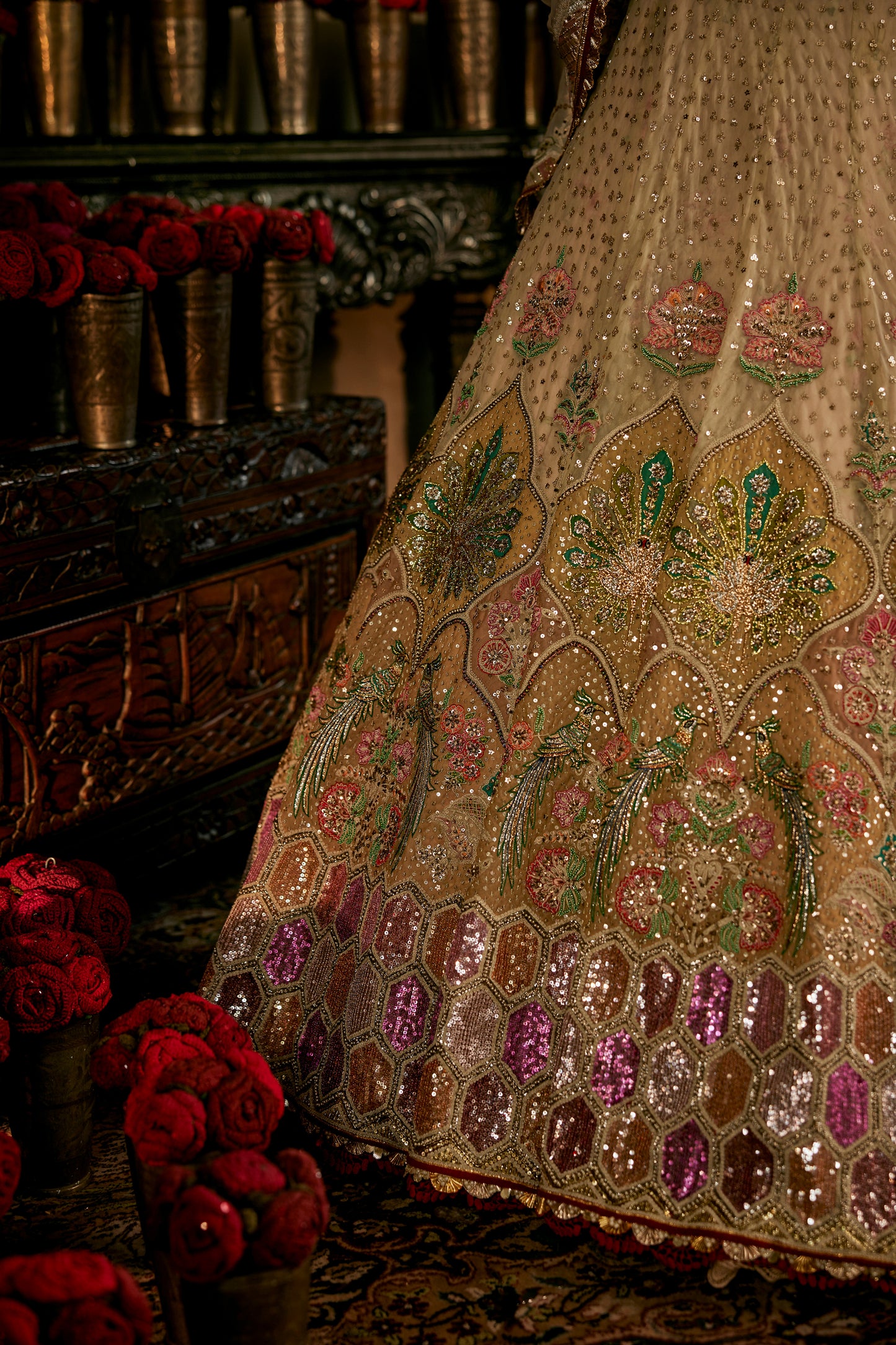 Butterscotch Gold Tulle Lehenga