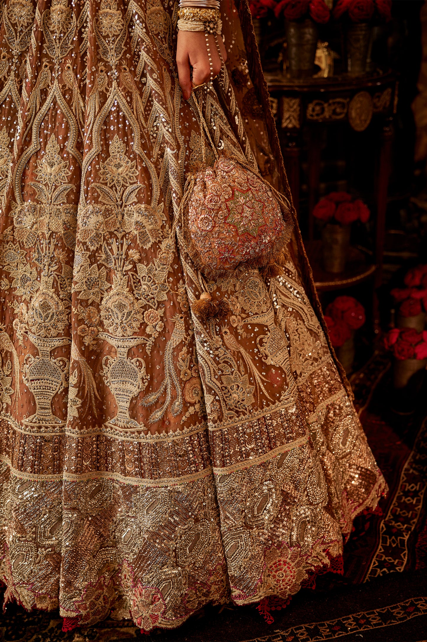 Ivory & Blush Floral Lehenga