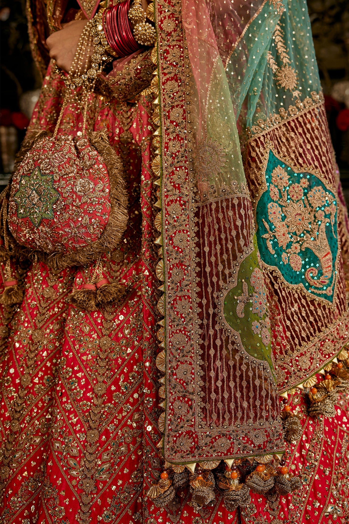 Coral Inlay Lehenga