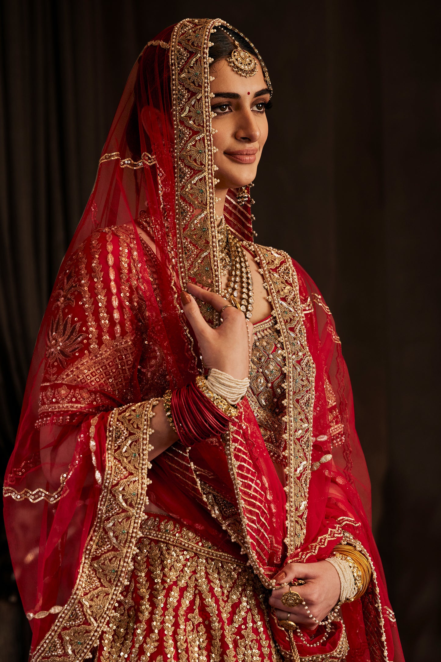 Scarlet Red Tulle Lehenga