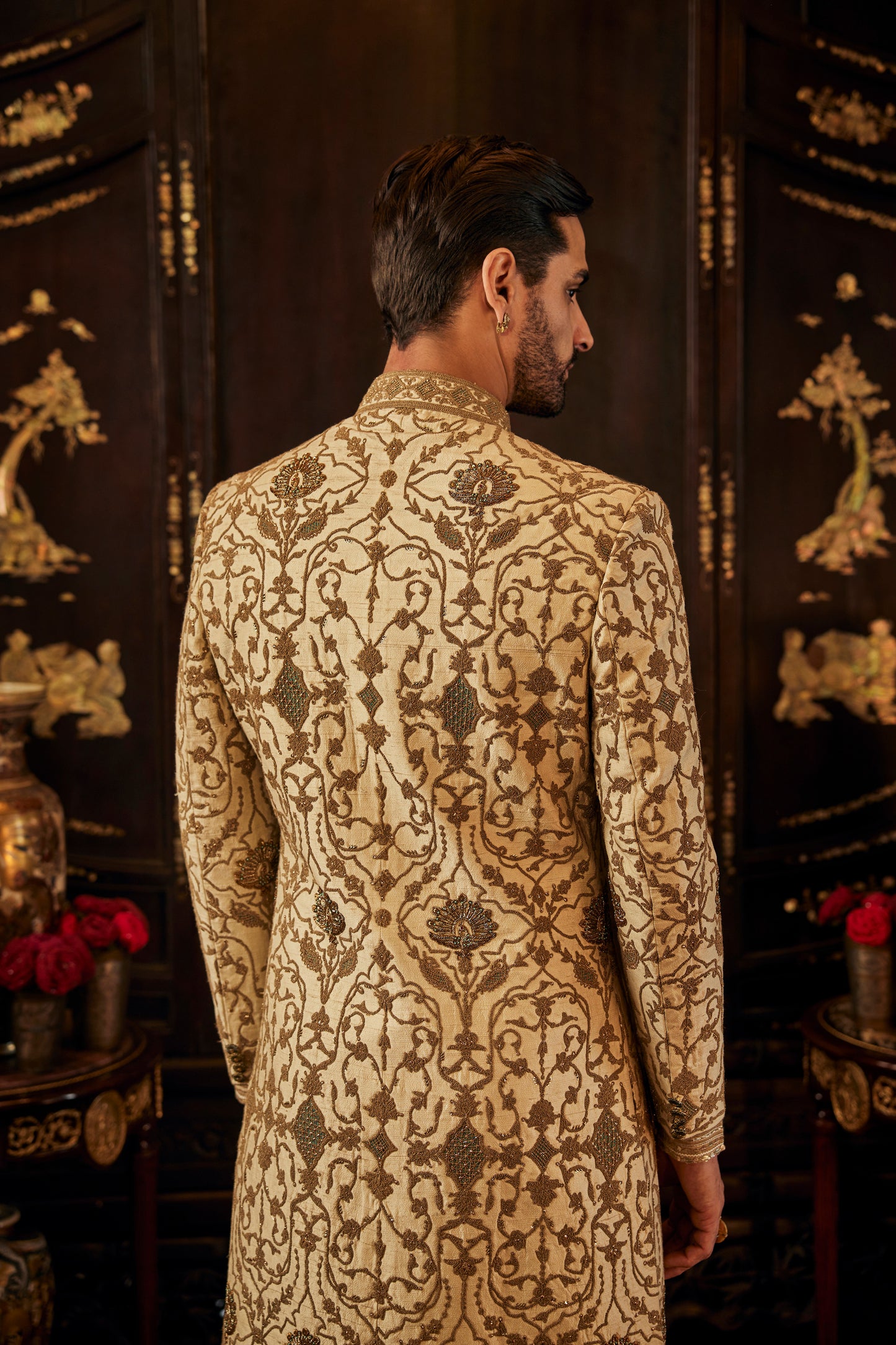 Ivory & Tessellated Gold Sherwani