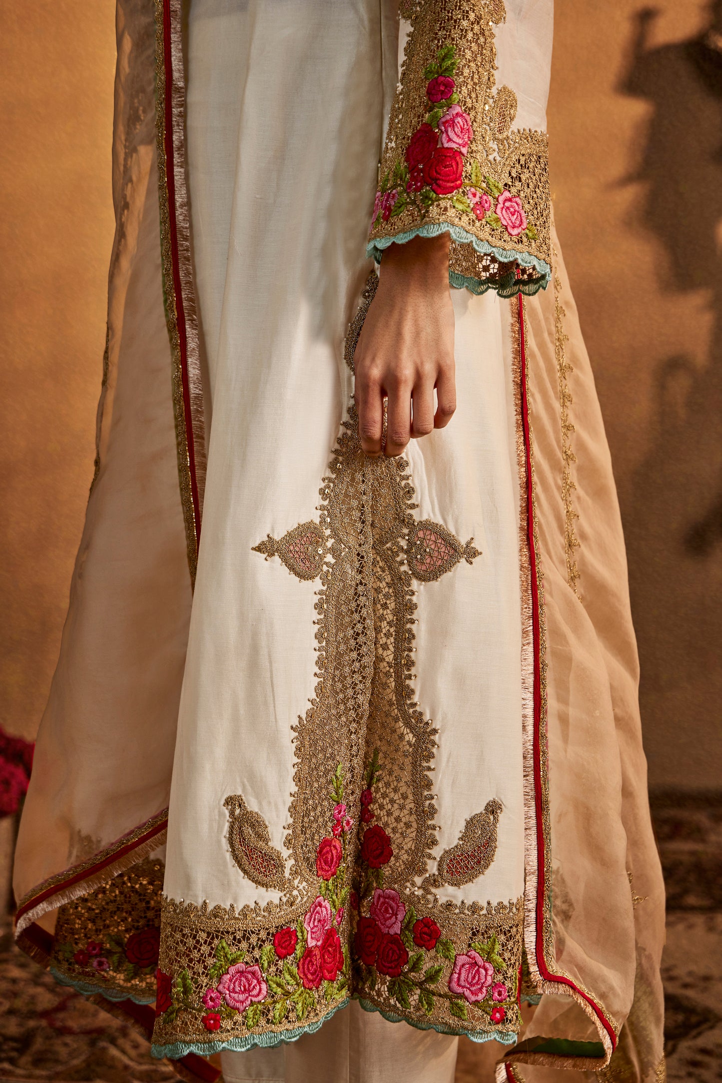 Ivory Mughal Jaali Kurta Set