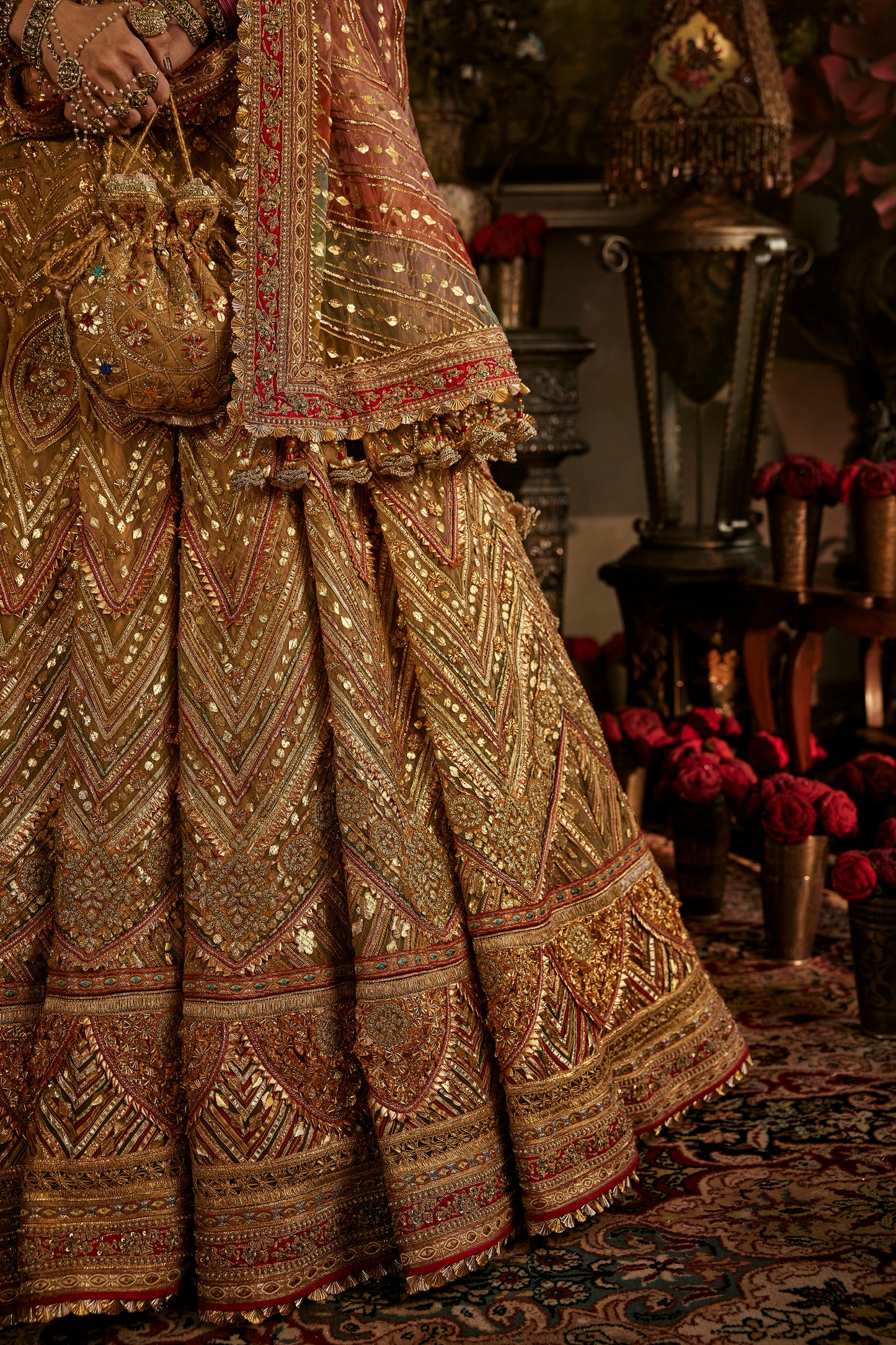 Golden Pink Gota Lehenga