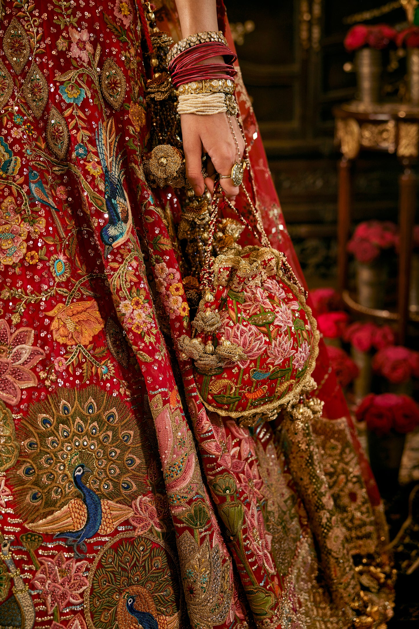 Deep Red Tulle Lehenga