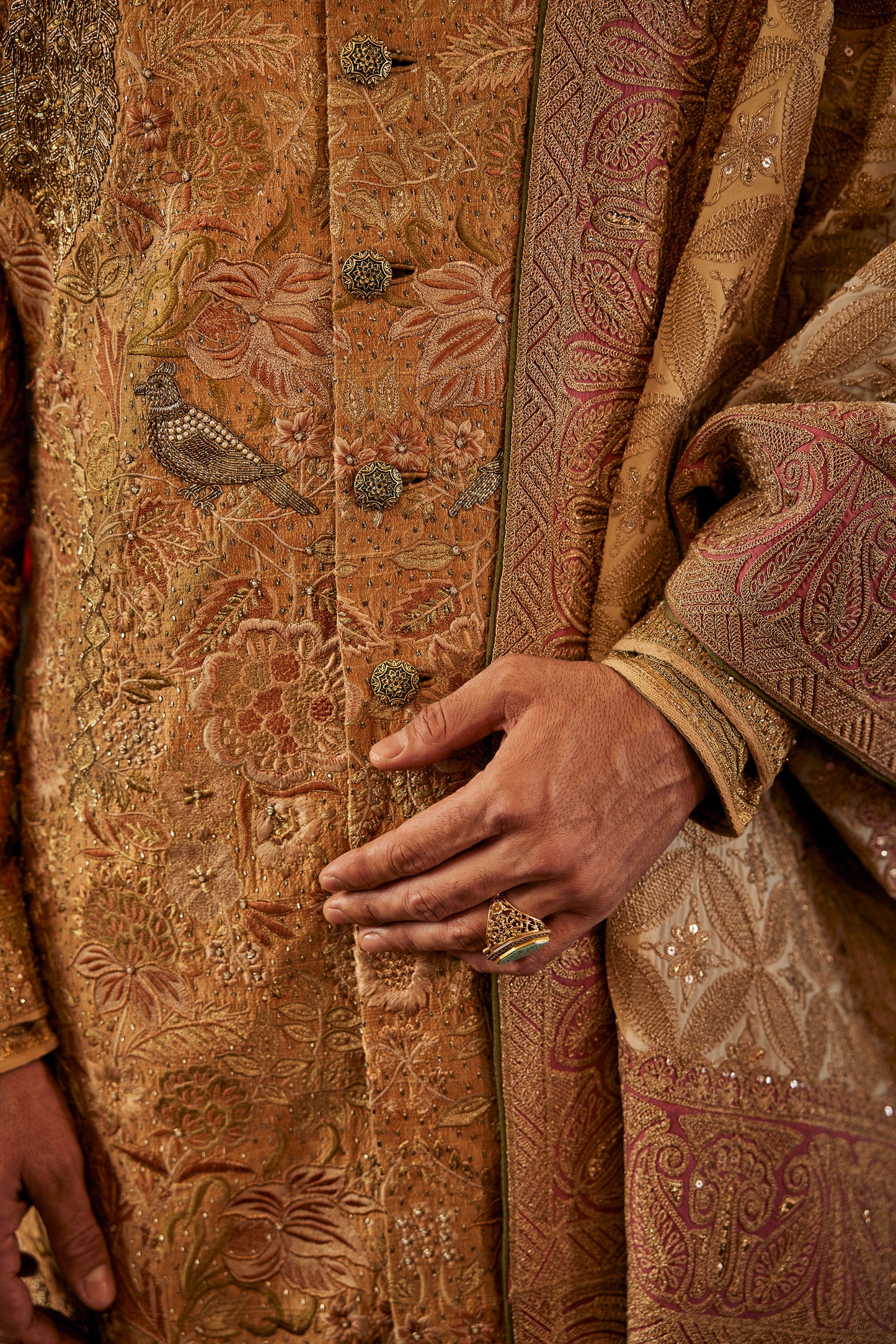 Mustard-gold Chintz sherwani