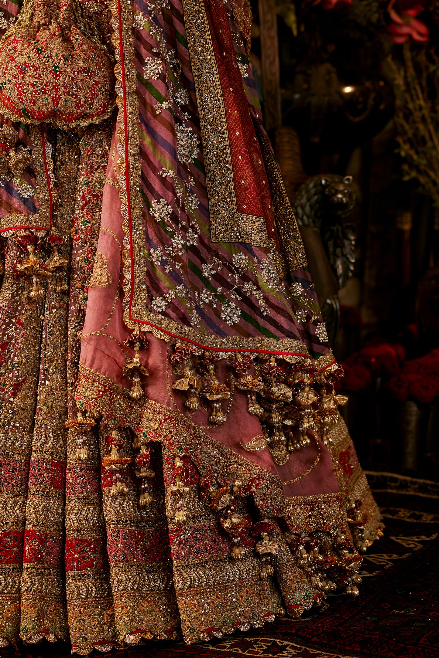 Aubergine Silk Lehenga