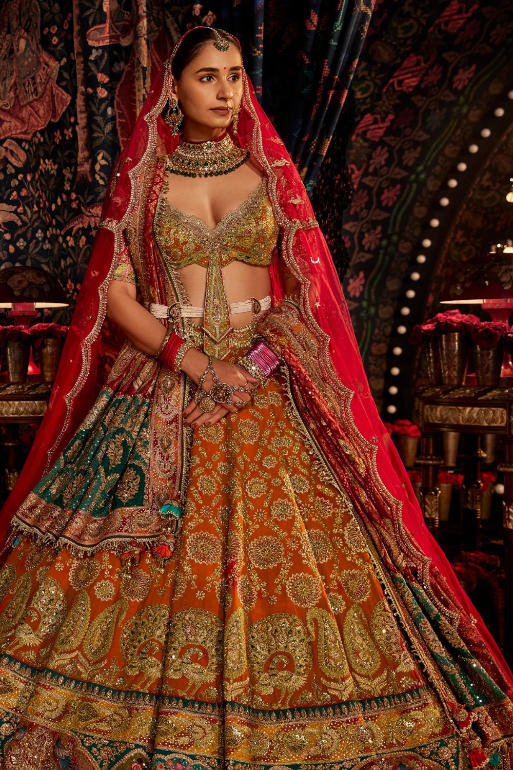 Deep Russet Pichhwai Lehenga Set