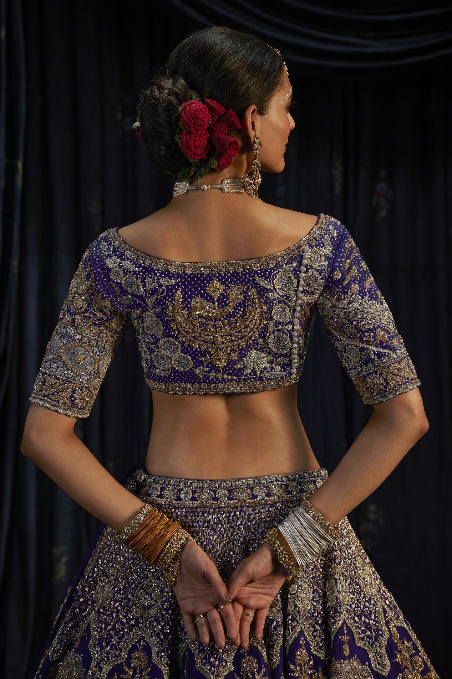 Deep Blue Silk Lehenga