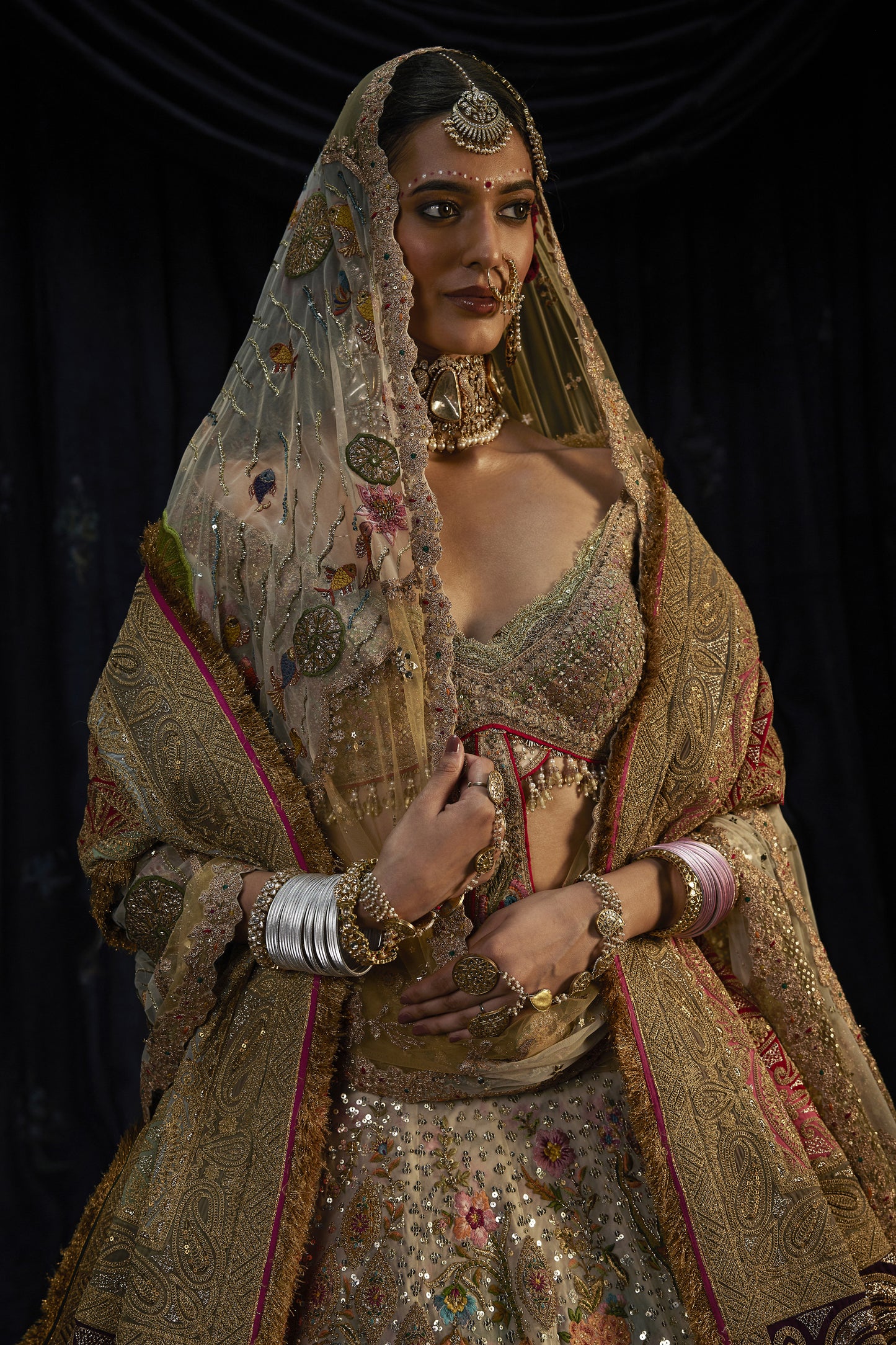 Ivory Efflorescence Lehenga