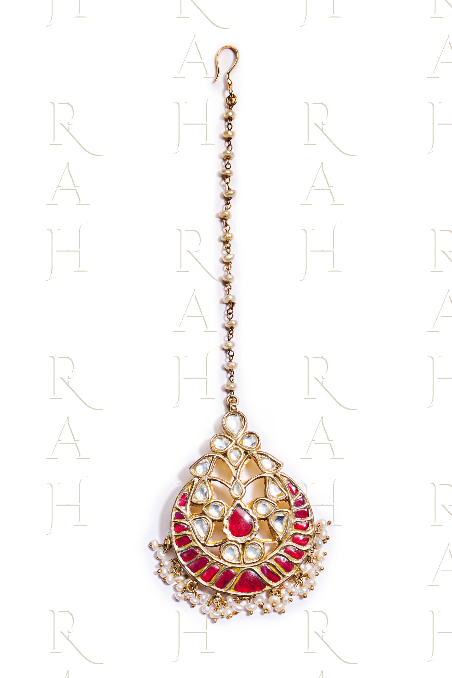 Ruby Chand Tikka With Pearl Drops