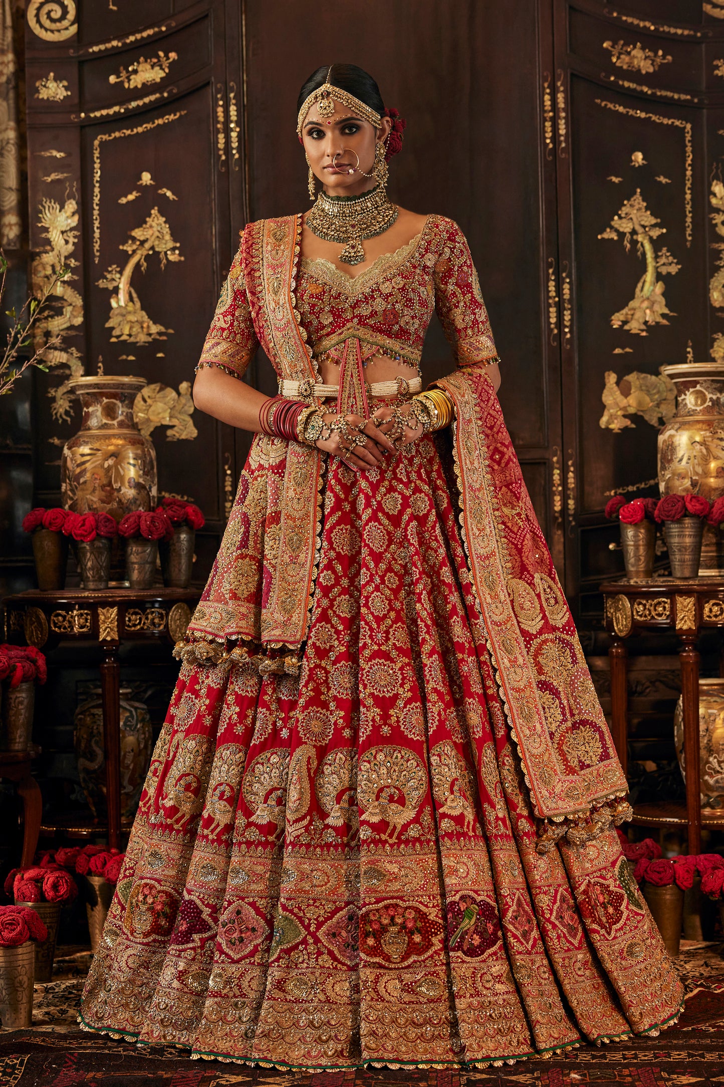 Earthy Red Geomtric Lehenga