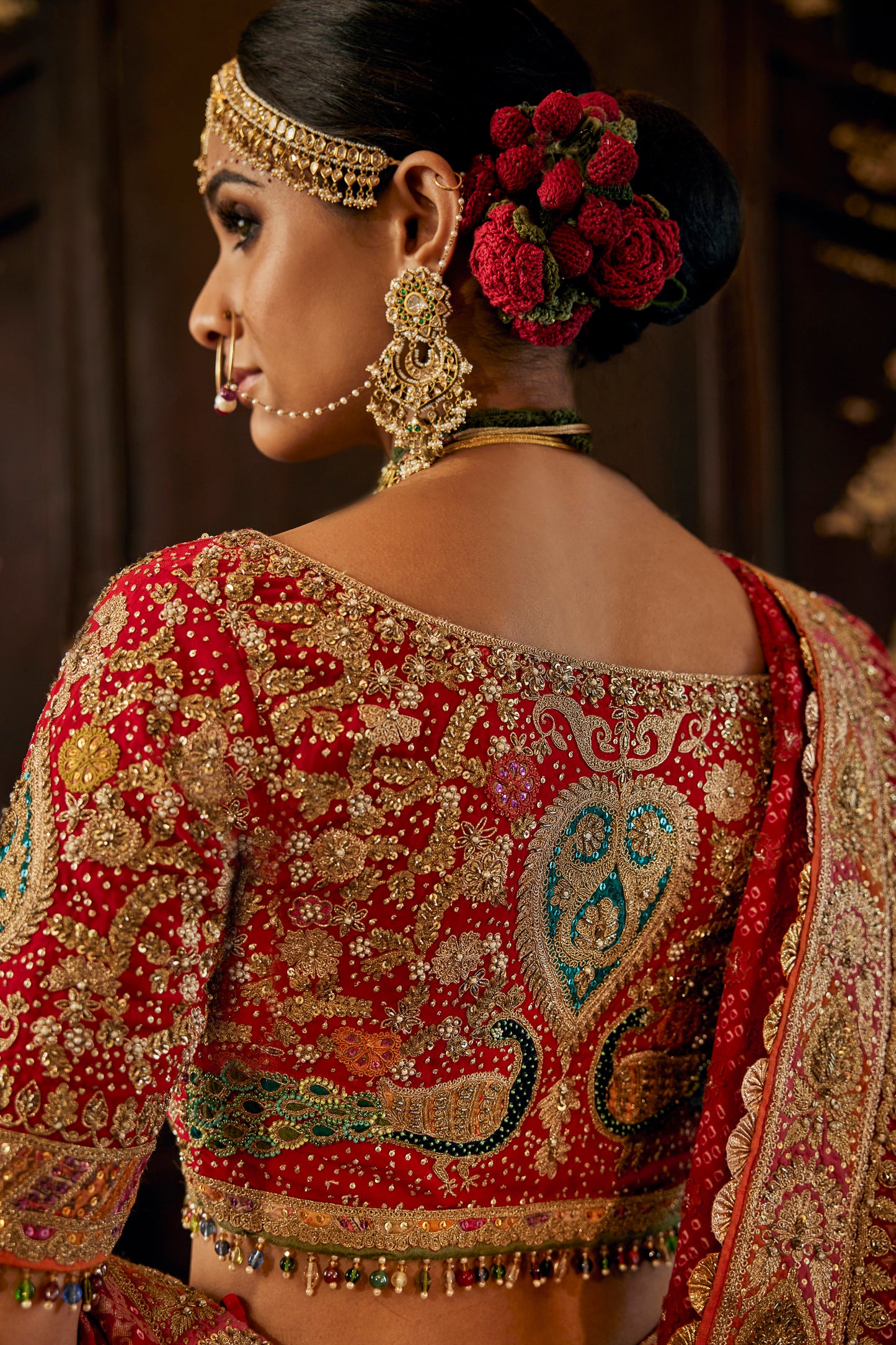 Earthy Red Geomtric Lehenga