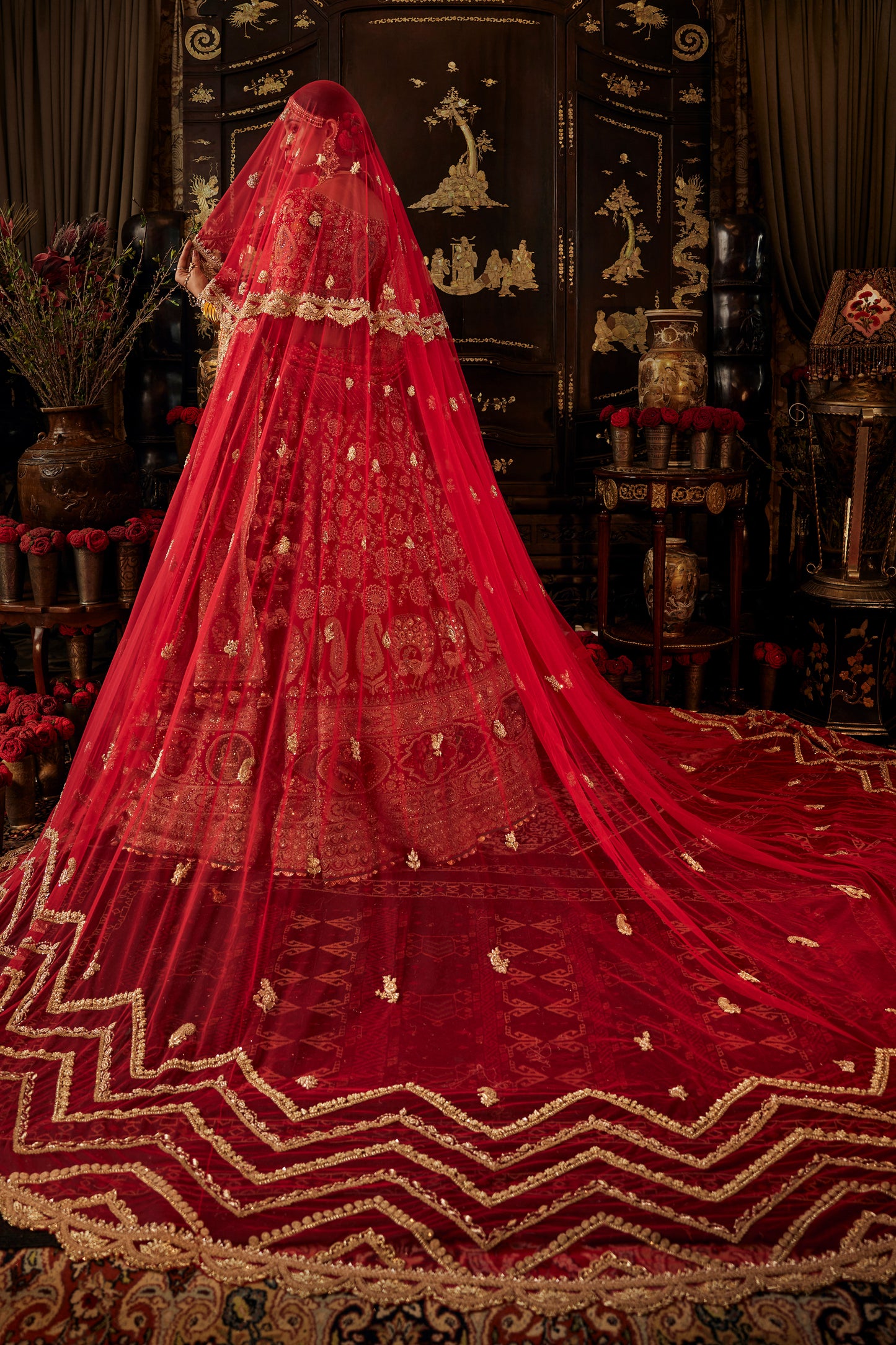 Earthy Red Geomtric Lehenga