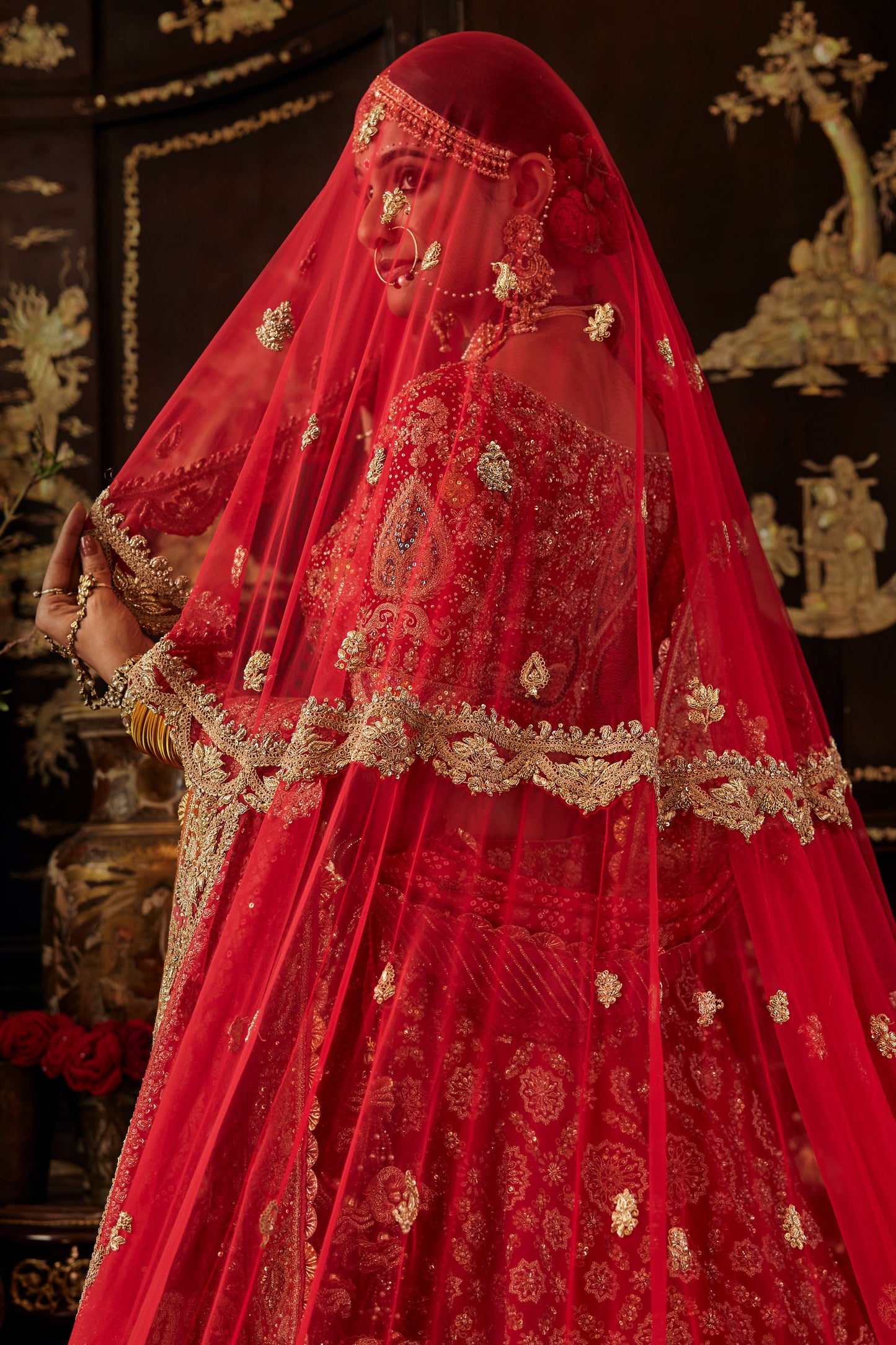 Earthy Red Geomtric Lehenga