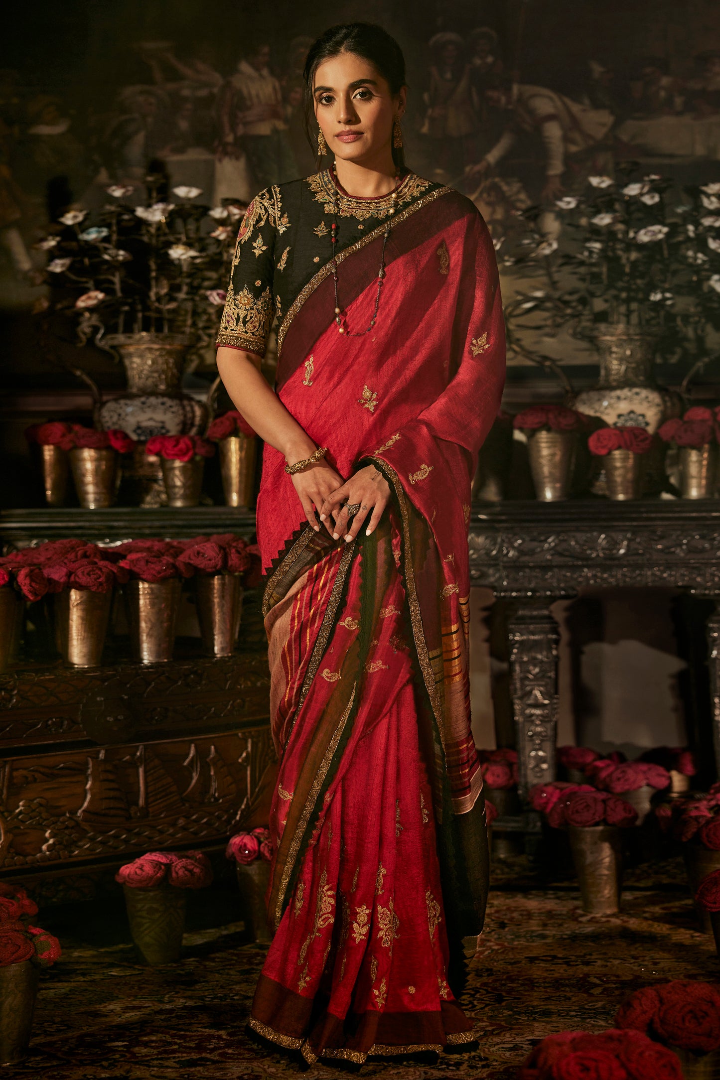 Earthy Red Silk Saree