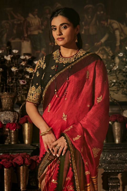 Earthy Red Silk Saree