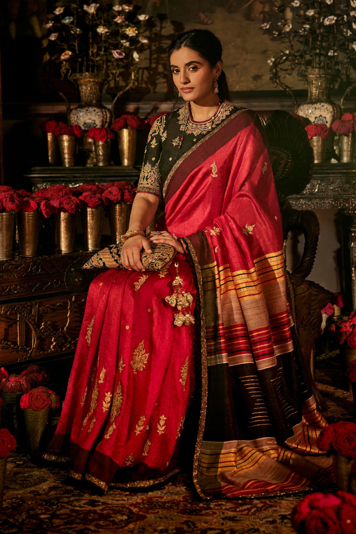 Earthy Red Silk Saree