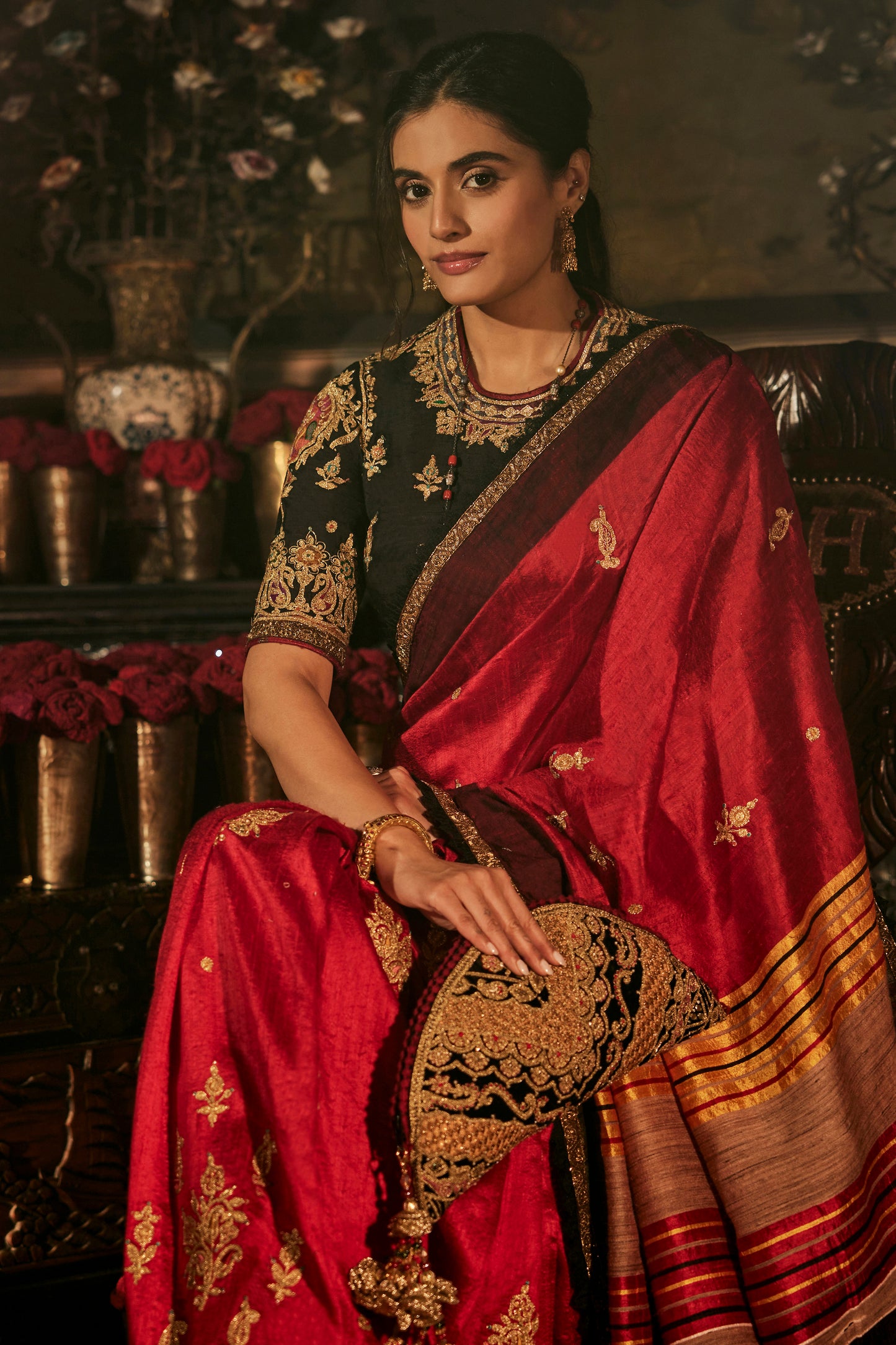 Earthy Red Silk Saree