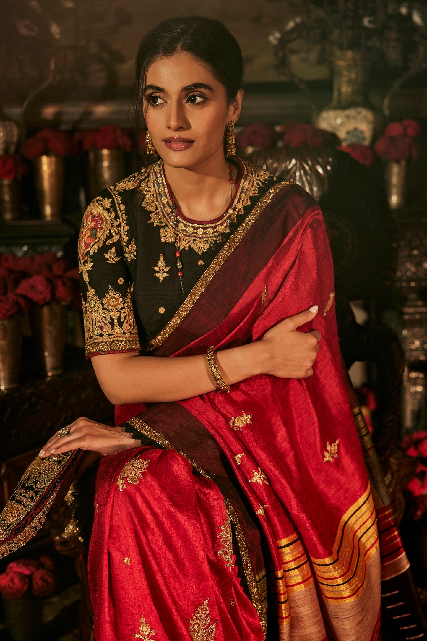 Earthy Red Silk Saree