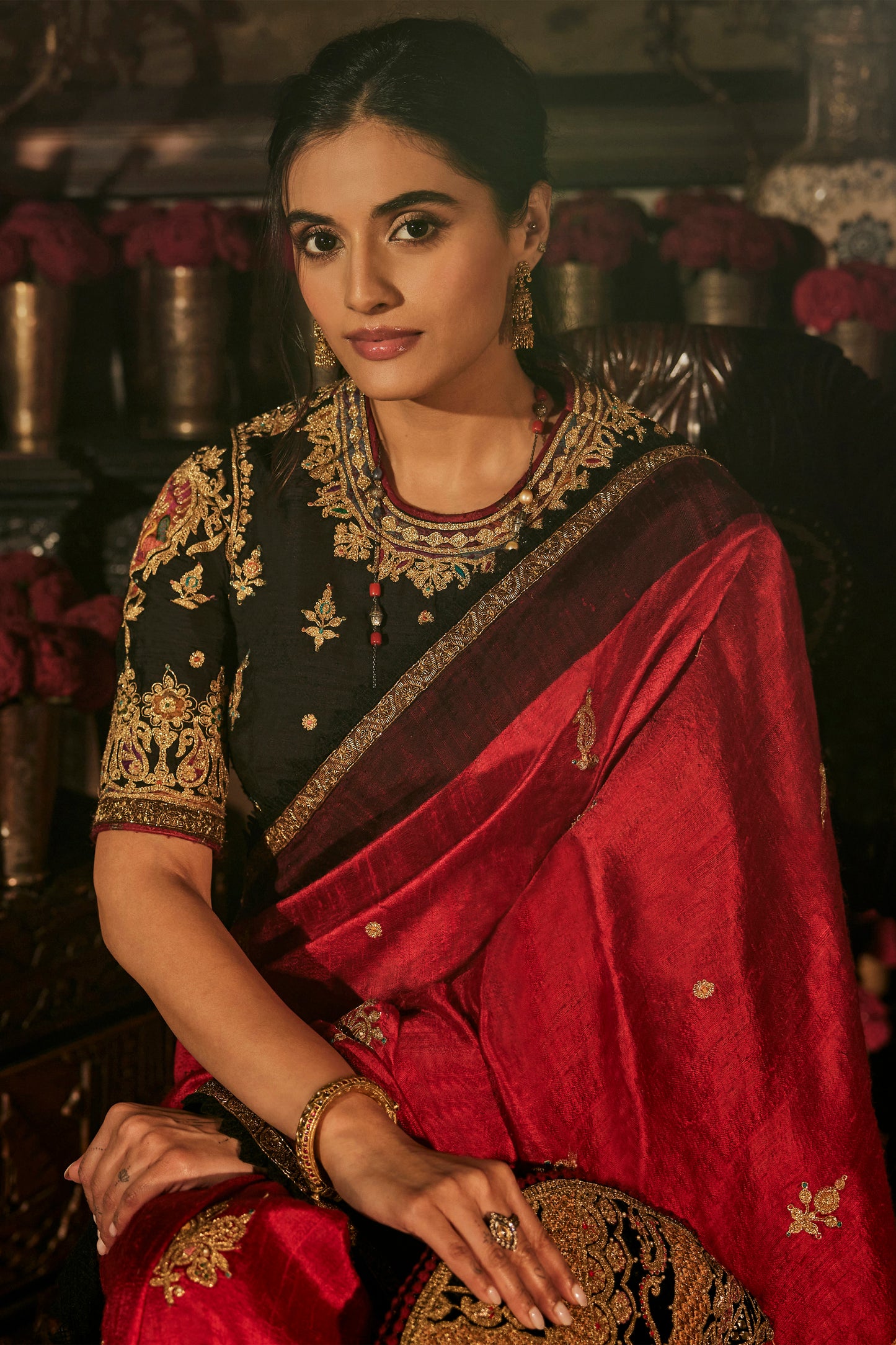 Earthy Red Silk Saree