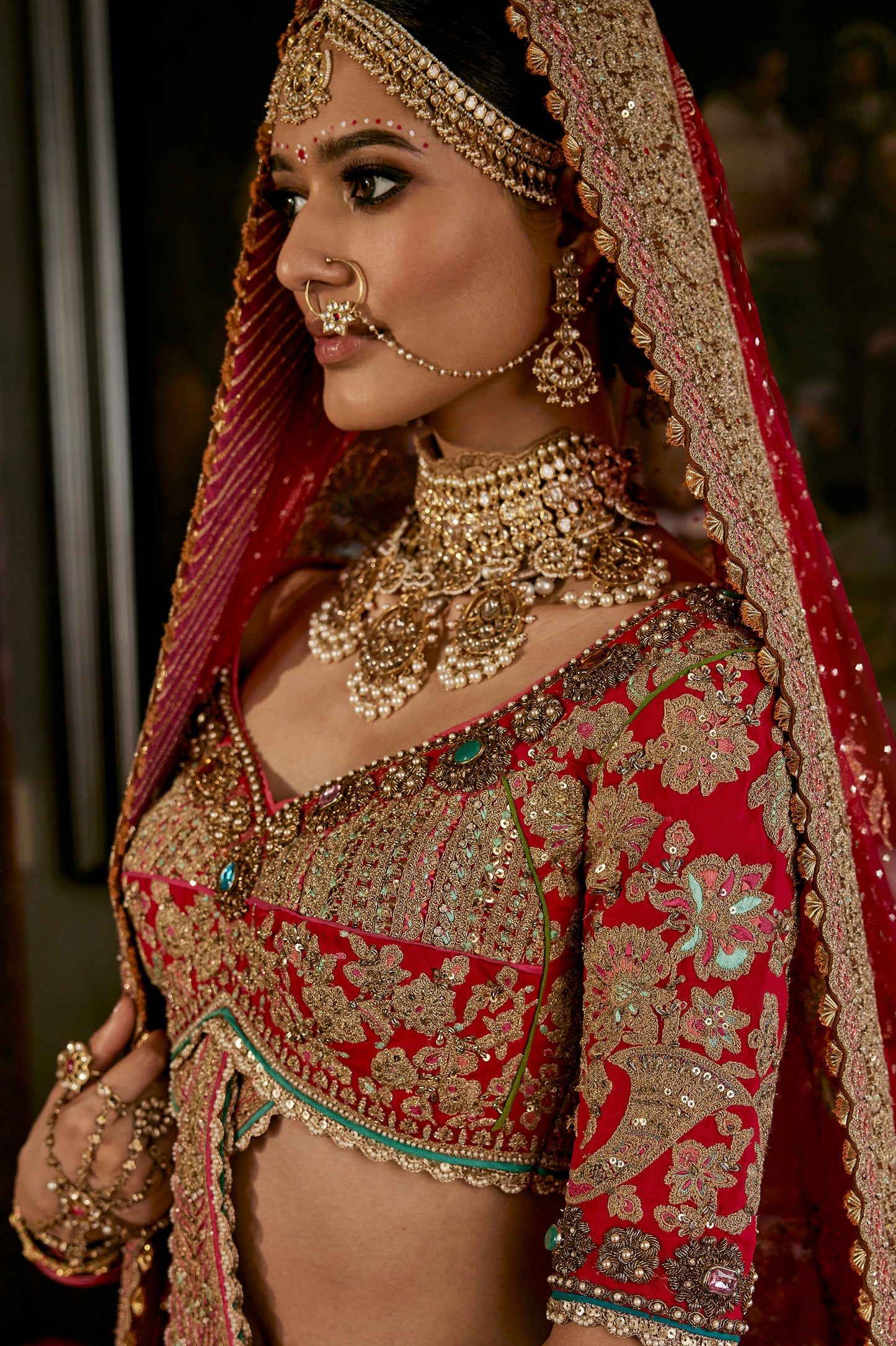 Earthy Red Jacobean Lehenga